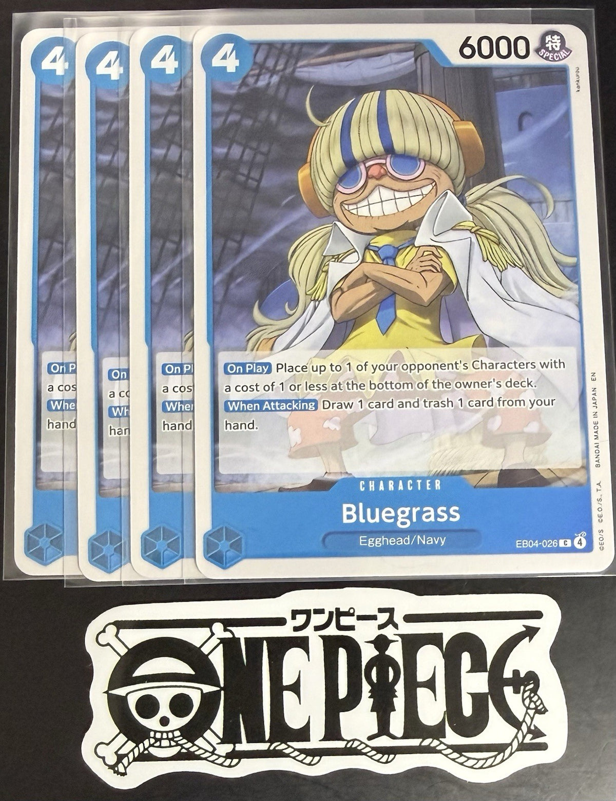 4x One Piece EB04-026 C - Bluegrass - EN - Regular - Play Set - TCG - NM/M