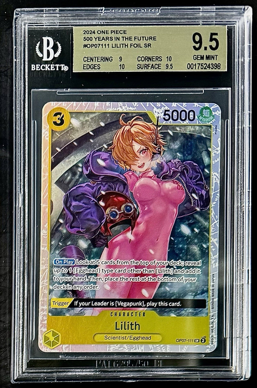 BGS 9.5 One Piece OP07-111 SR Lilith - English - 500 Years in the Future-Graded