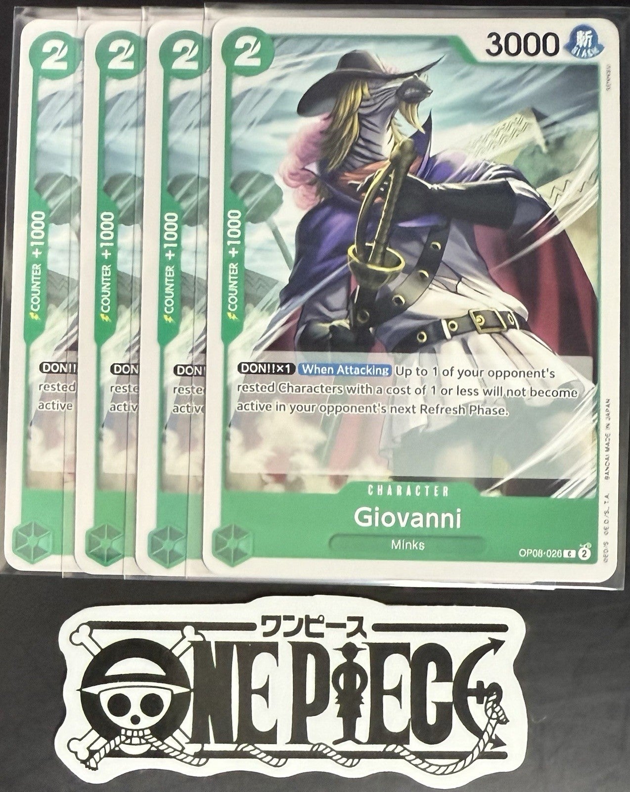 4x One Piece OP08-026 C  Giovanni - ENG - Regular - Play Set - TCG - NM/M