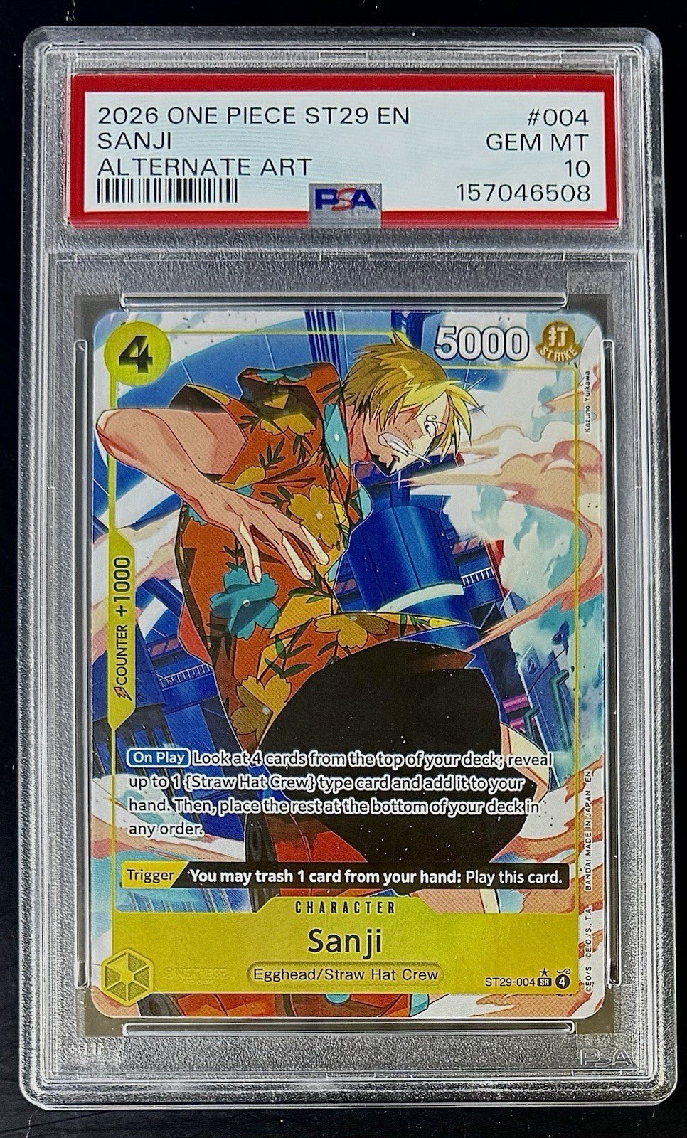PSA 10 One Piece ST29-004 SR* - Sanji - Alt Art - EN - Foil - Set ST29 Egghead