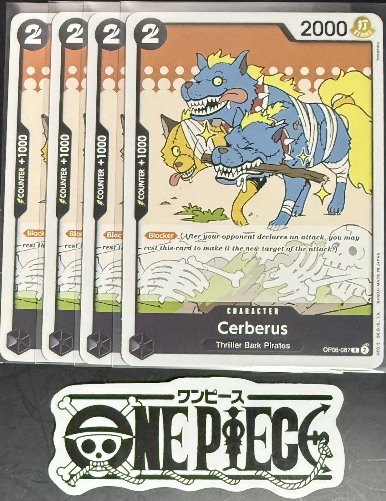 4x One Piece OP06-087 C Cerberus - English - Regular - Playset - NM/M