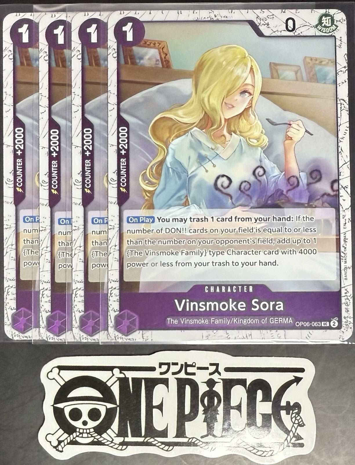 4 x One Piece OP06-063 C Vinsmoke Sora - English - PRB02 Foil - Playset - NM/M