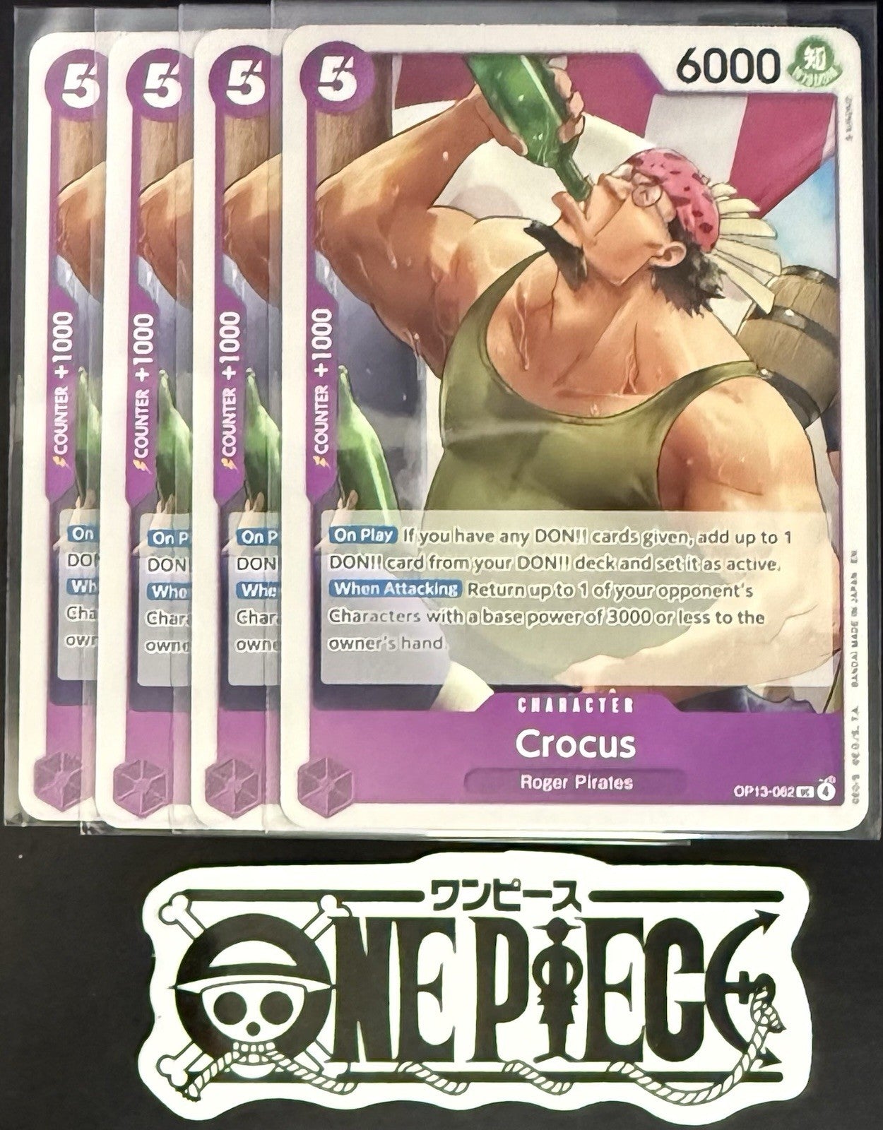 4x One Piece OP13-062 UC Crocus - ENG - Regular - Playset - TCG - NM/M