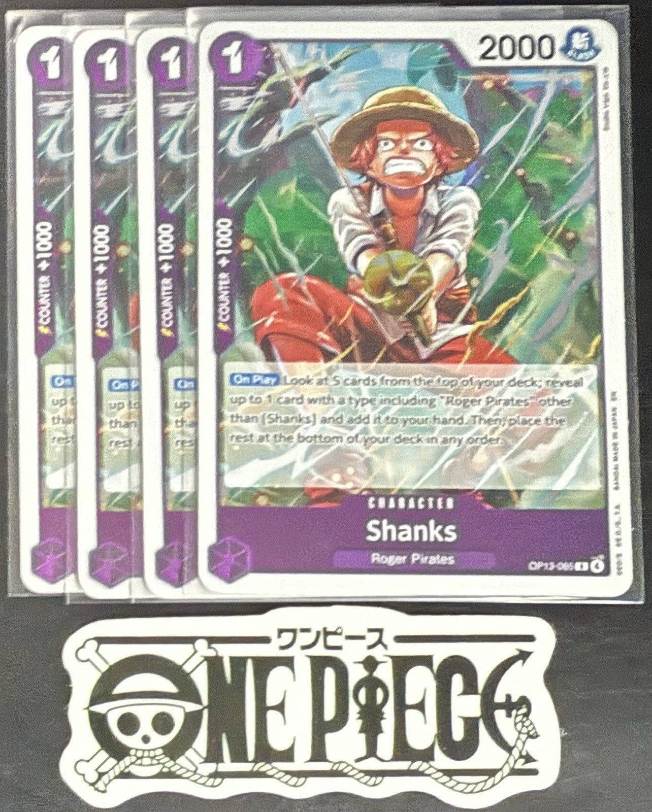 4x One Piece OP13-065 R Shanks - ENG - Foil - Playset - TCG - NM/M