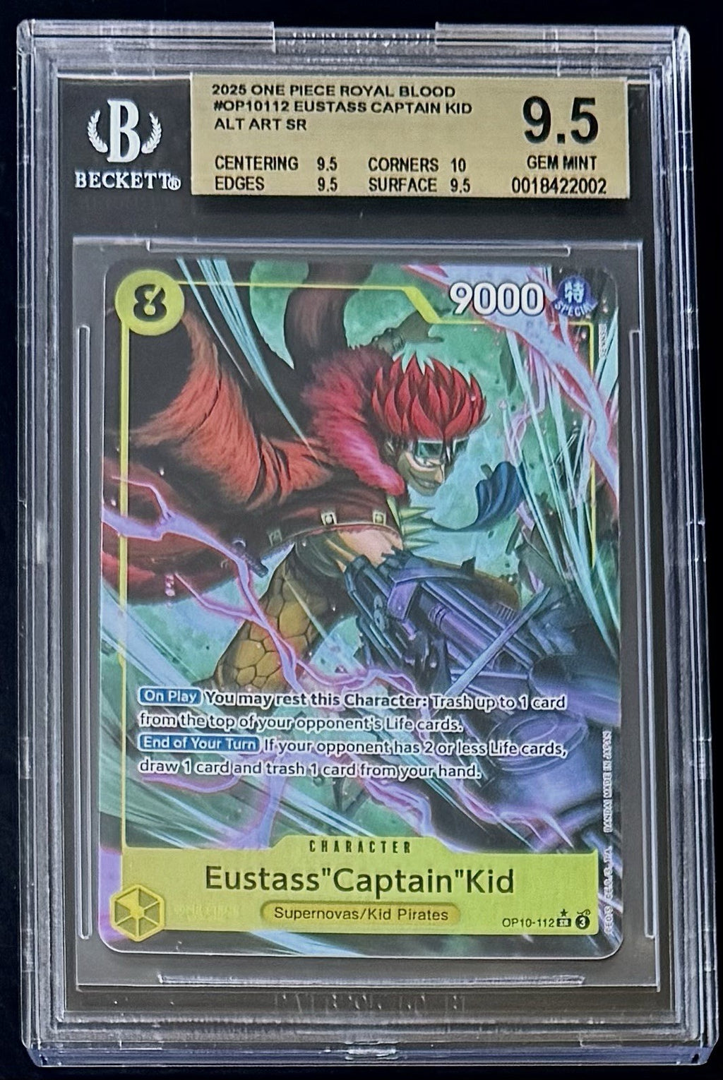 BGS 9.5 One Piece OP10-112 SR* - Eustass"Captain"Kid - Alt Art - EN - Graded
