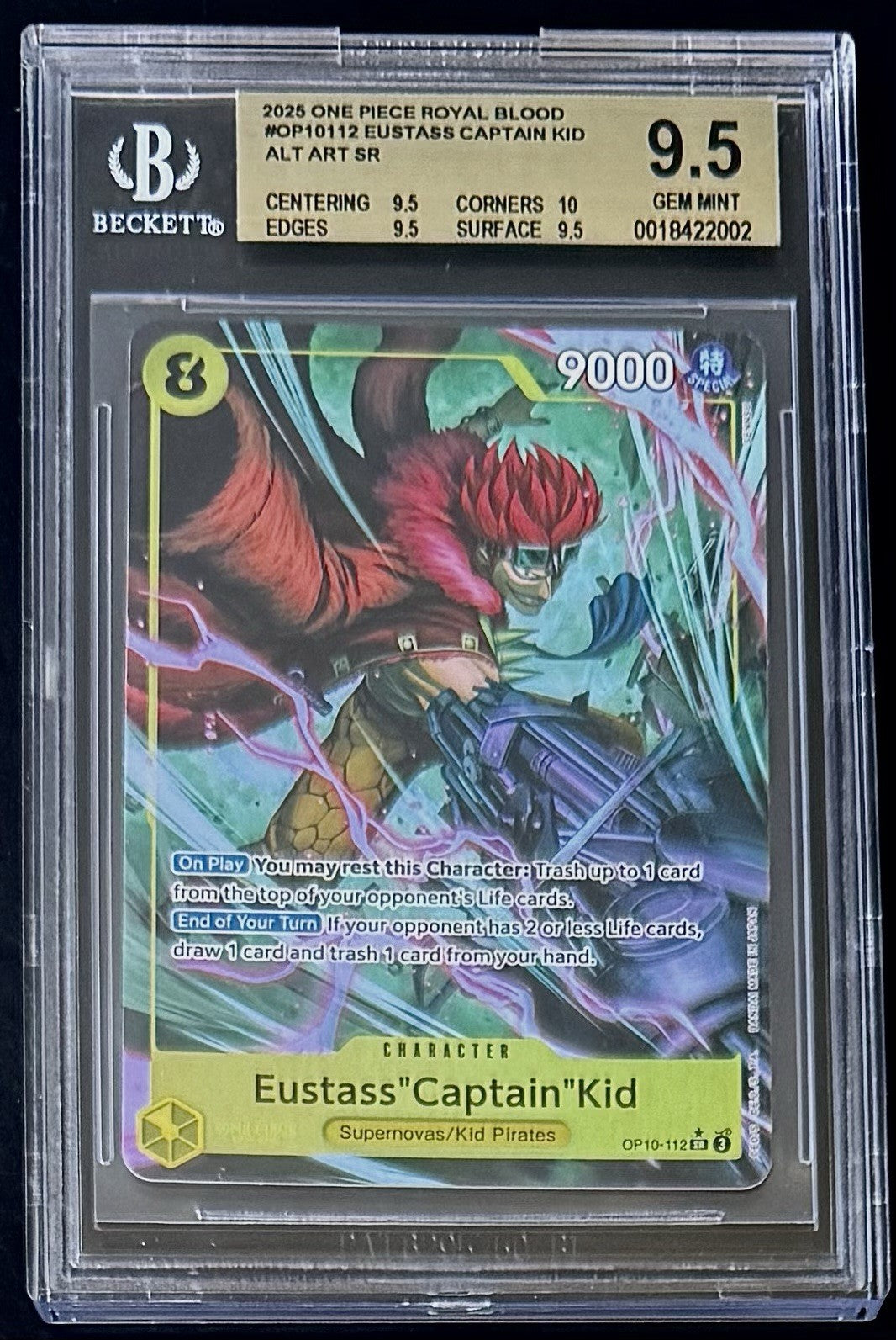 BGS 9.5 One Piece OP10-112 SR* - Eustass"Captain"Kid - Alt Art - EN - Graded