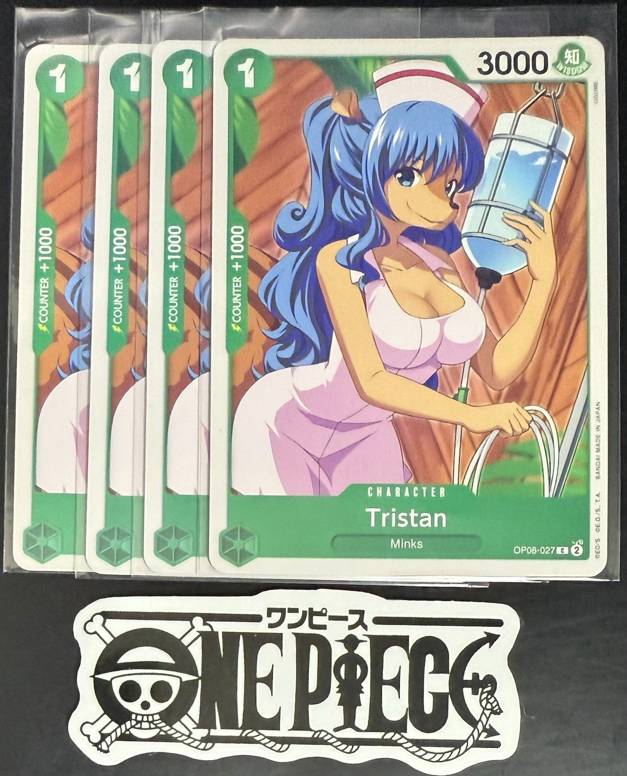 4x One Piece OP08-027 C Tristan - ENG - Regular - Play Set - TCG - NM/M