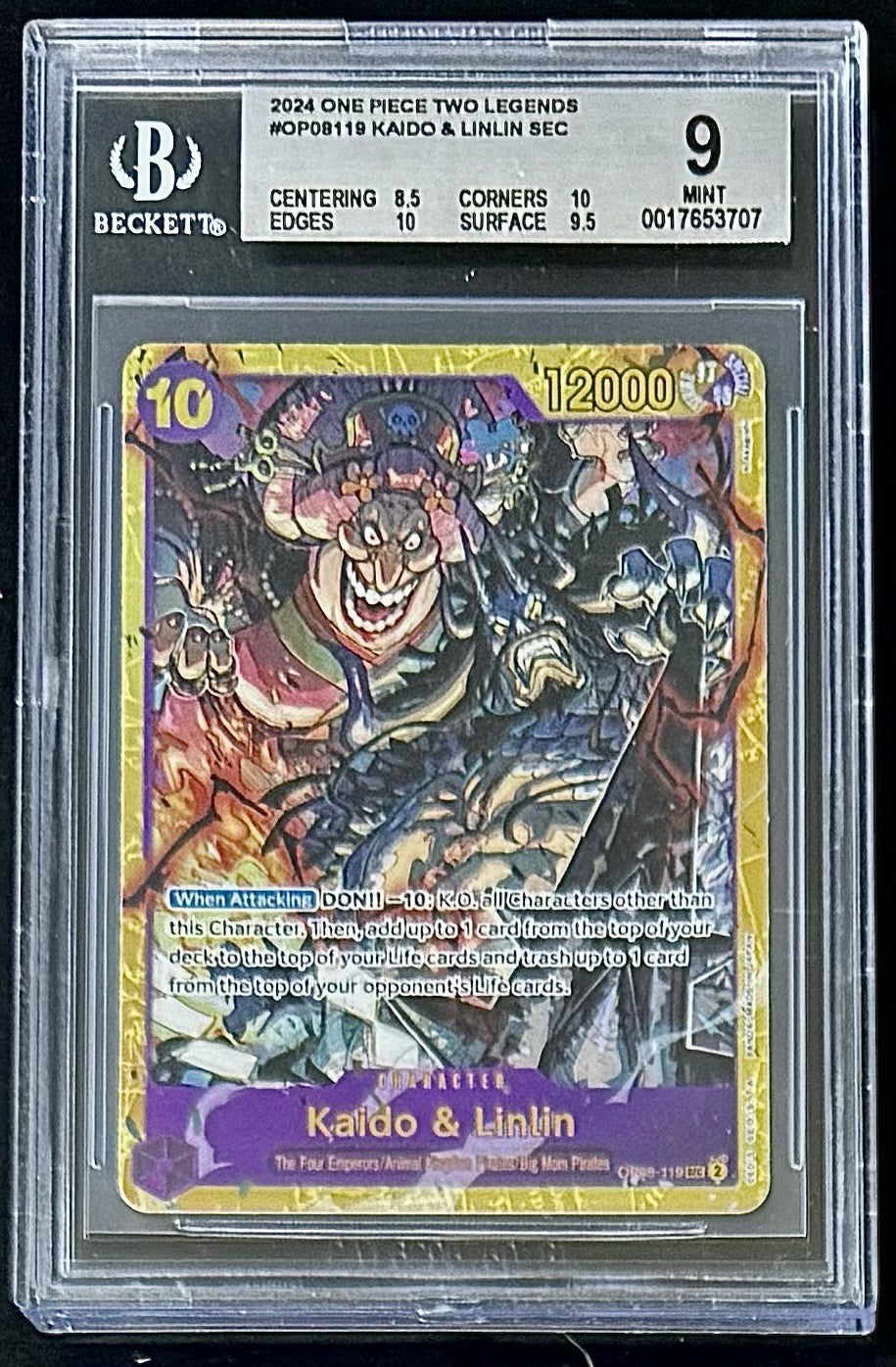 BGS 9 One Piece OP08-119 SEC - Kaido & Linlin - English - Two Legends - Foil