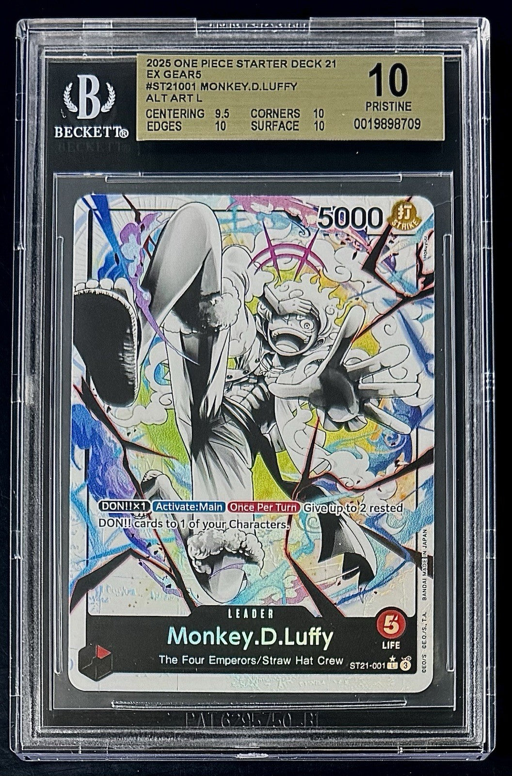 BGS 10 One Piece ST21-001 L* - Monkey.D.Luffy - Alt Art - EN - Foil - EX Gear 5