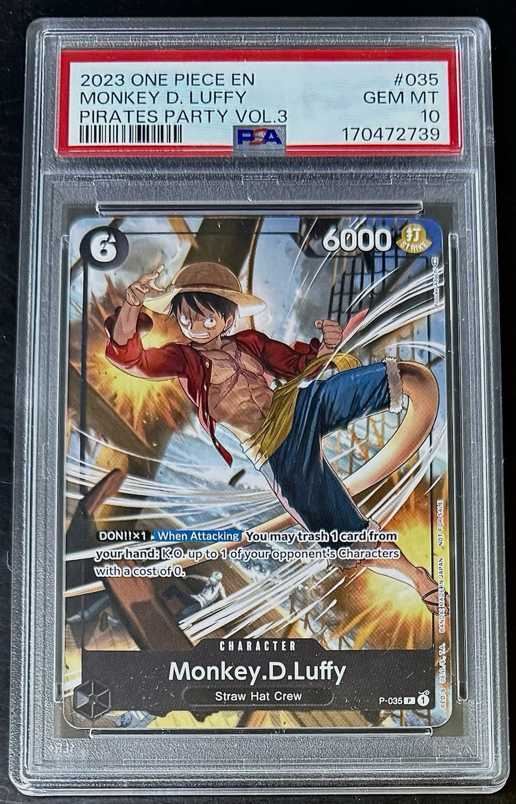 PSA 10 One Piece P-035 P - Monkey.D.Luffy - EN - 2023 Pirates Party Vol.3