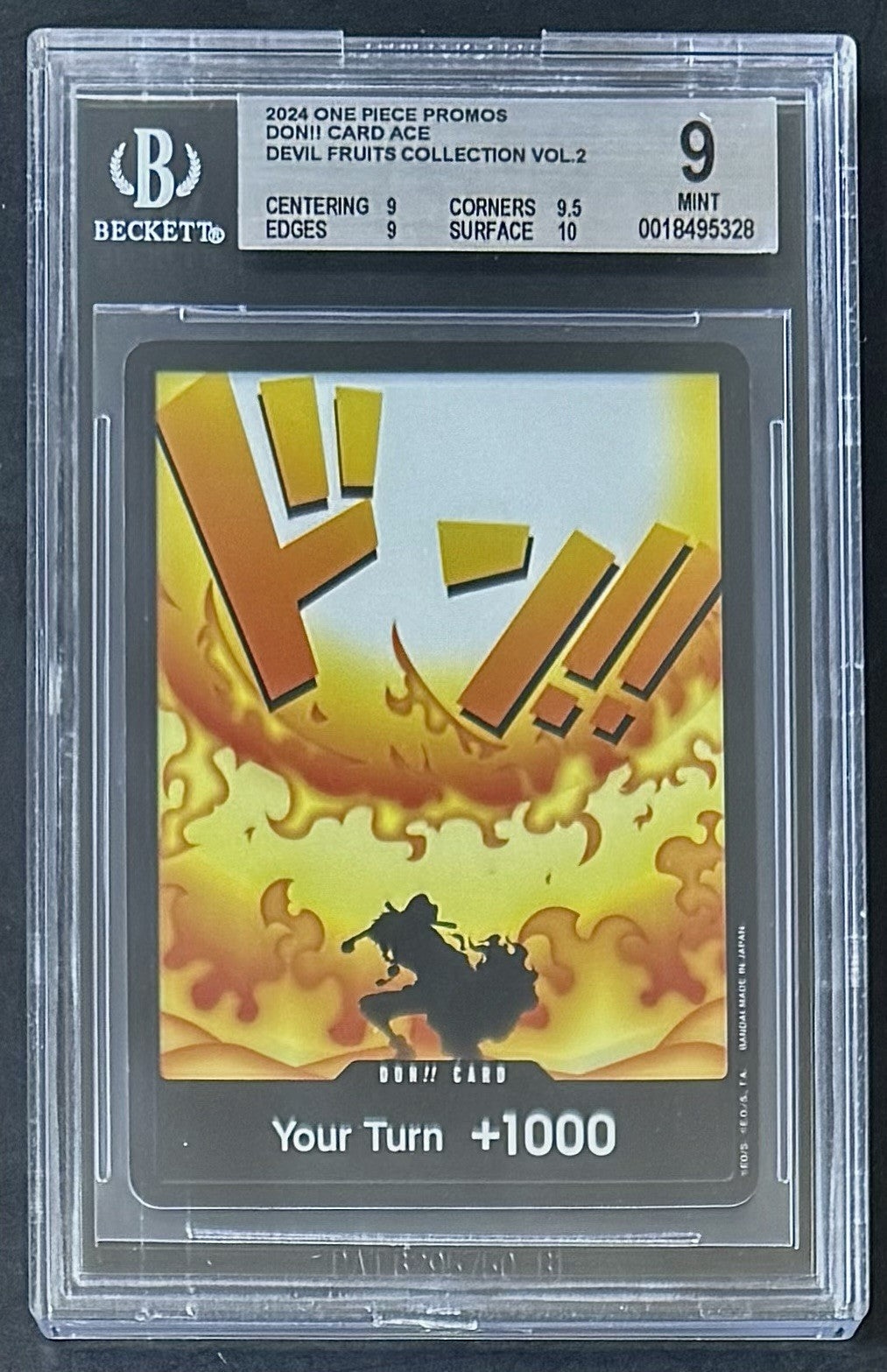 BGS 9 One Piece DF02 Don Card Ace Alt Art - English - Foil - Graded