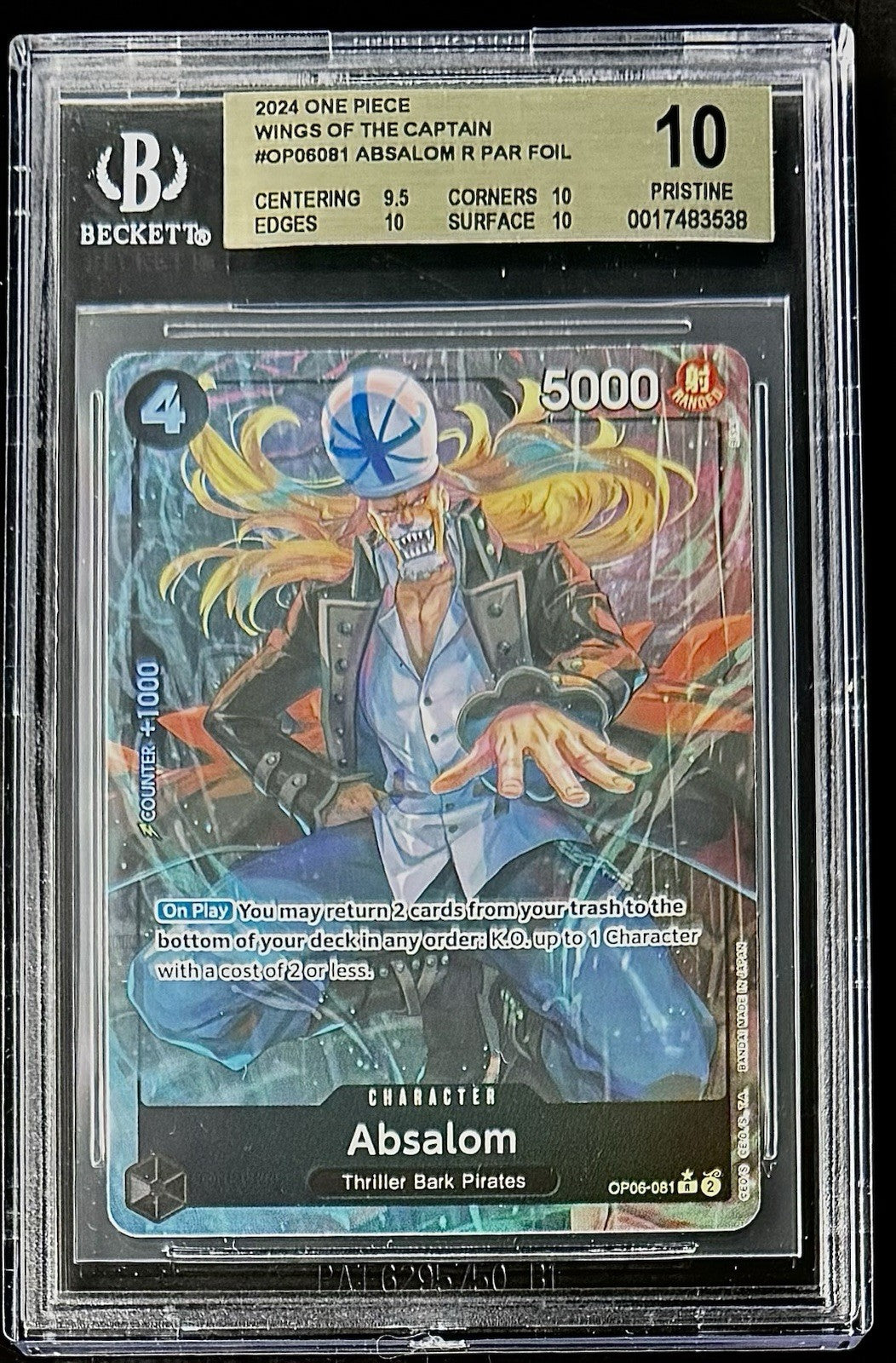 BGS 10 One Piece OP06-081 R* Absalom - English - Wings of the Captain - Graded