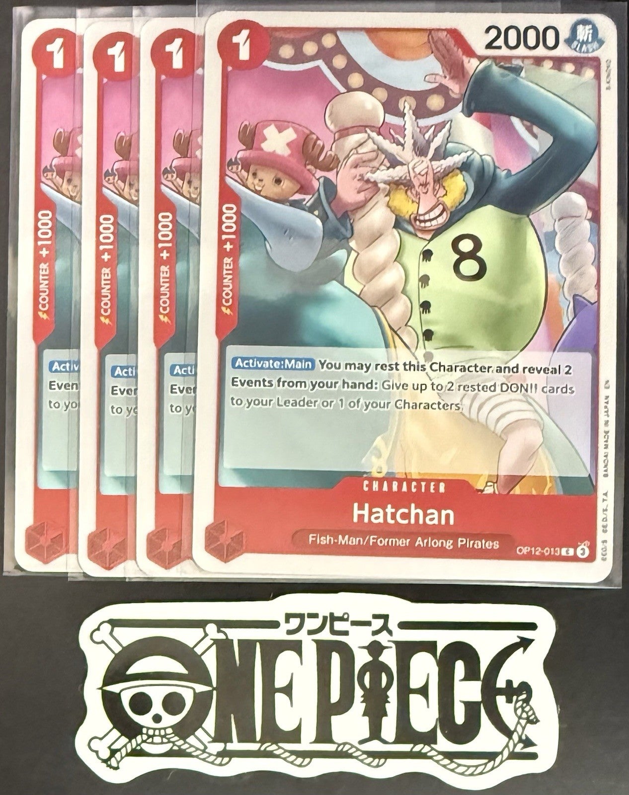 4 x One Piece OP12-013 C Hatchan - ENG - Regular - Playset - NM/M