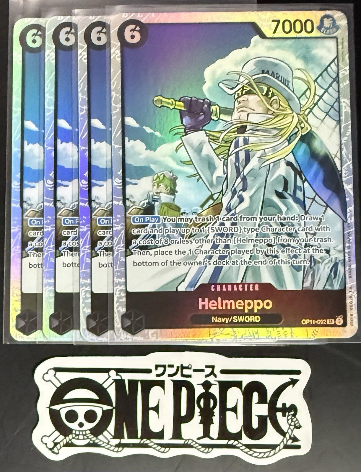 4x One Piece OP11-092 SR - Helmeppo - EN - Foil - Playset - TCG - NM/M