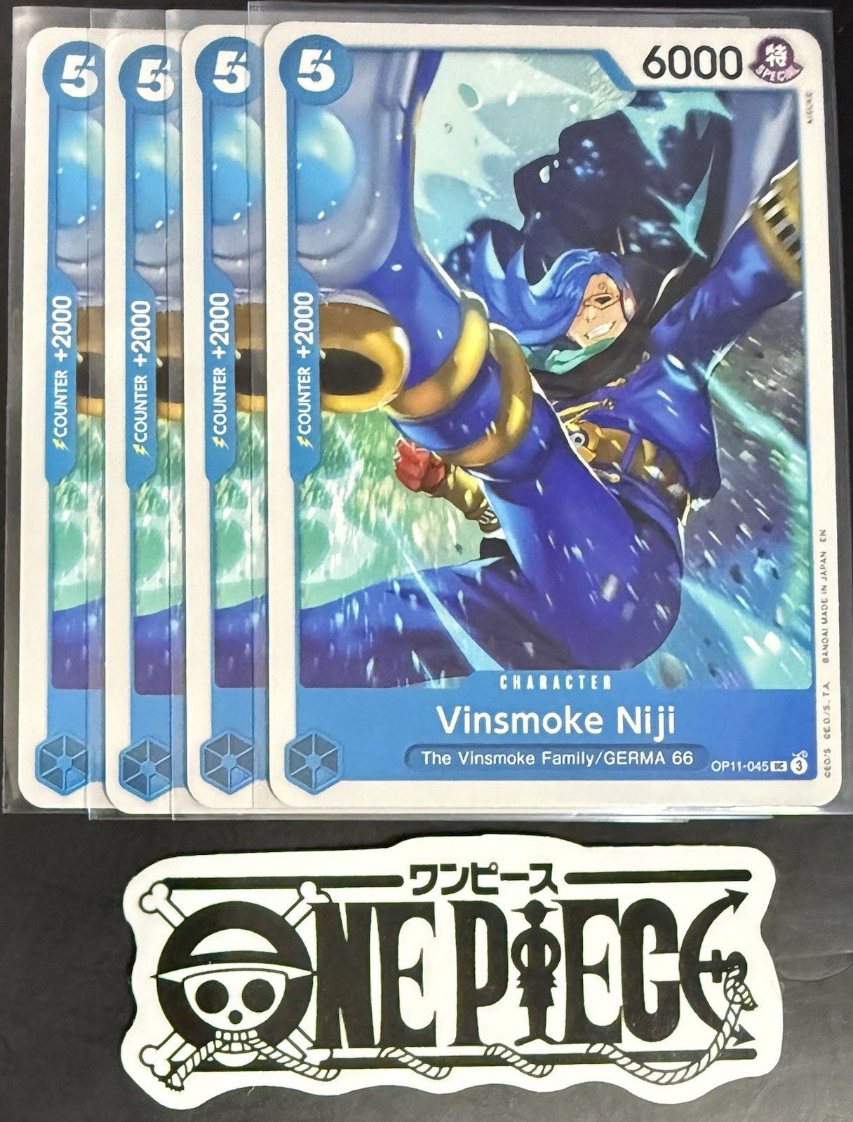 4 x One Piece OP11-045 UC Vinsmoke Niji - ENG - Regular - Playset - TCG - NM/M