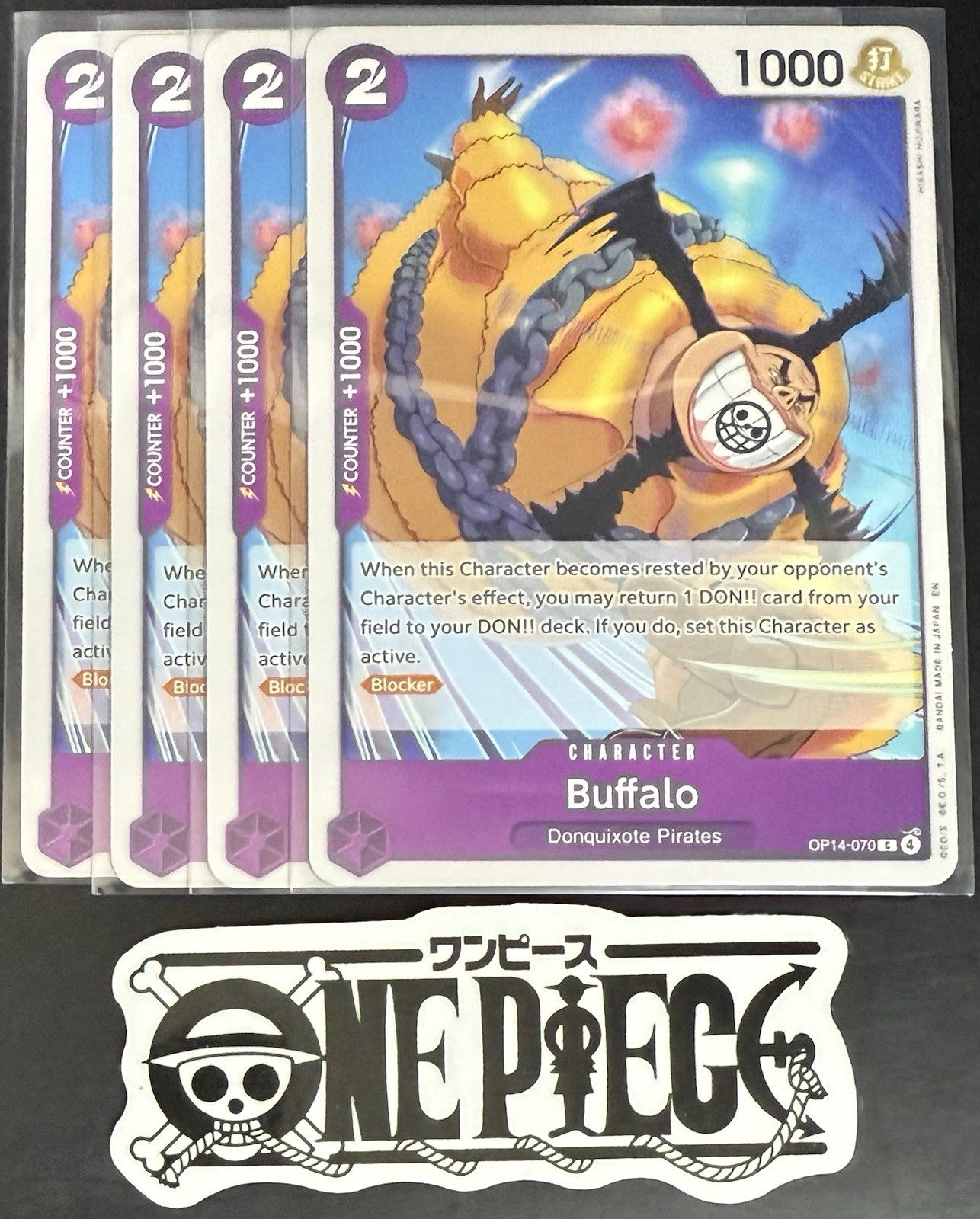 4x One Piece OP14-070 C Buffalo - ENG - Regular - Playset - NM/M