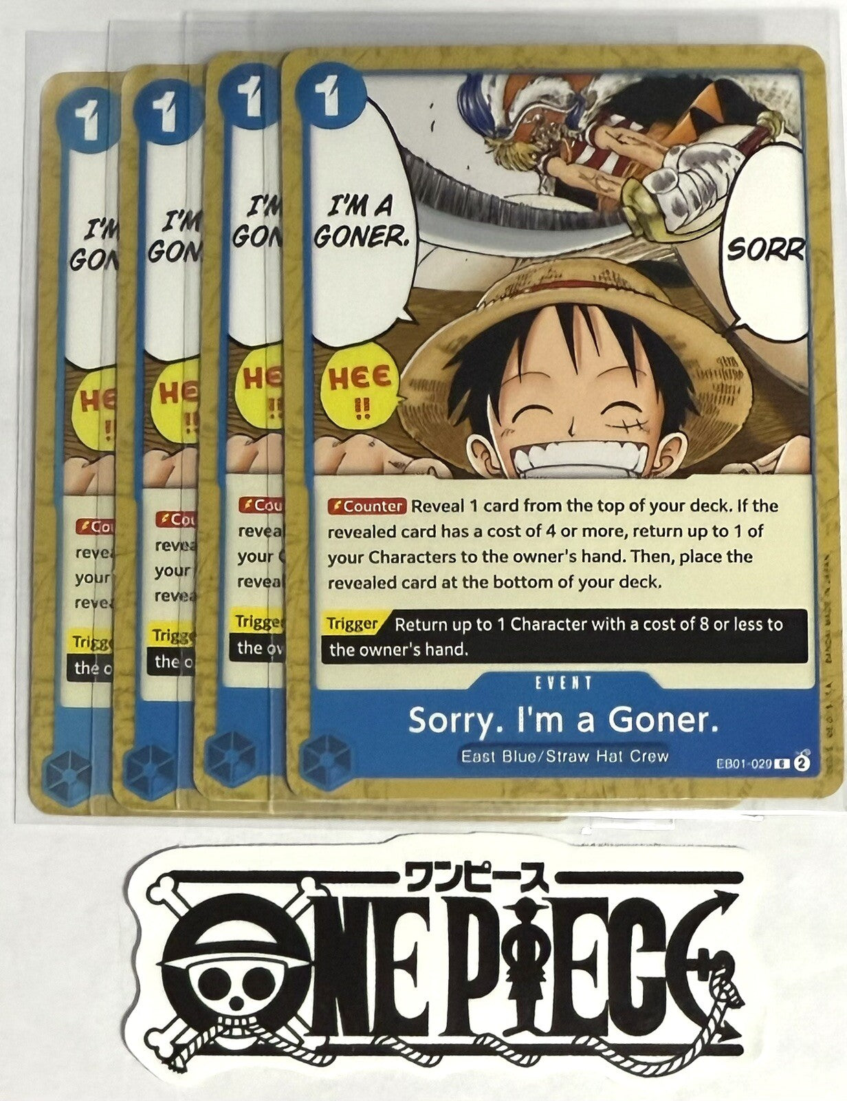 4x One Piece EB01-029 C Sorry. I'm a Goner. - ENG - Regular - Play Set - NM/M