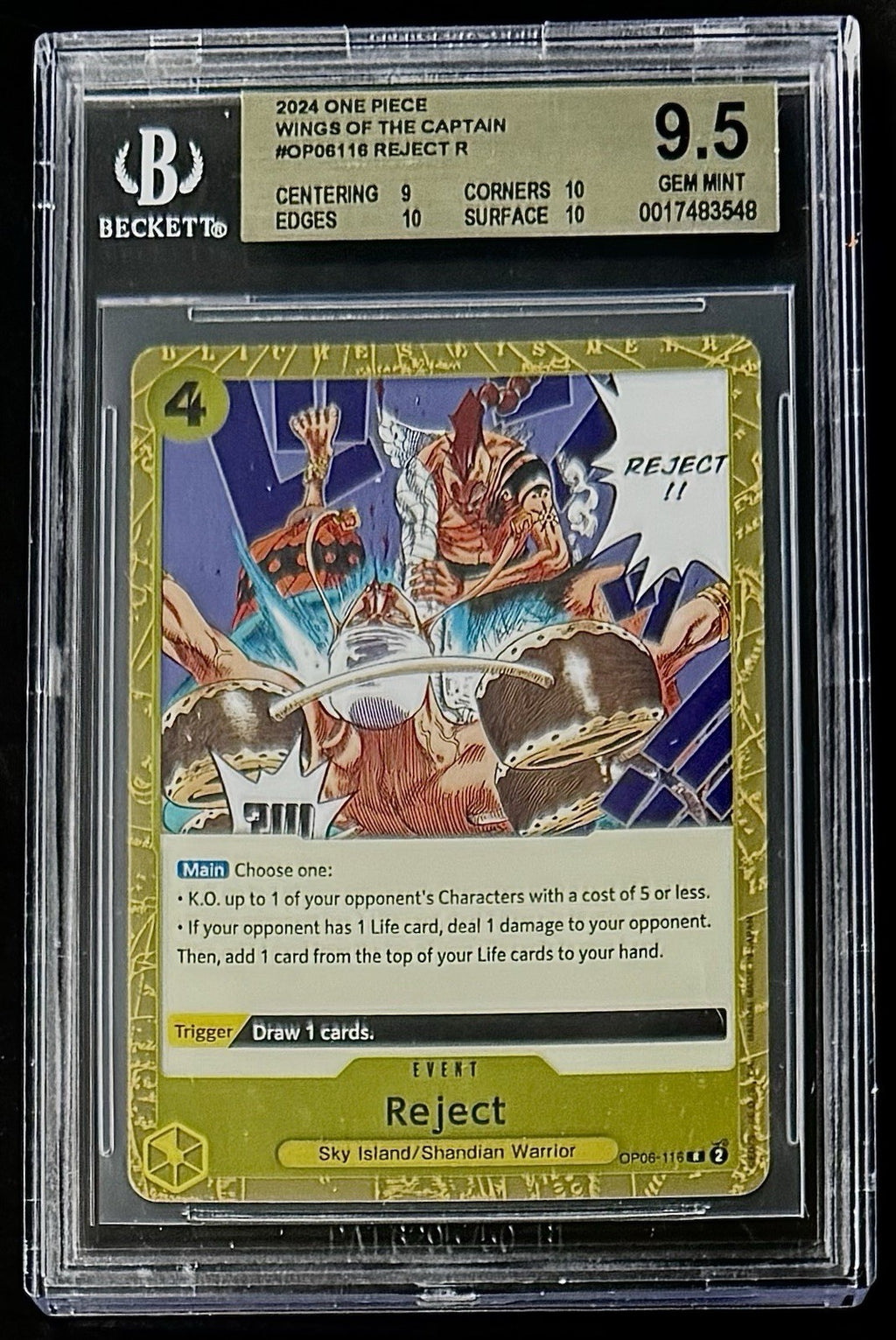 BGS 9.5 One Piece OP06-116 R Reject - English - Wings of the Captain - Graded
