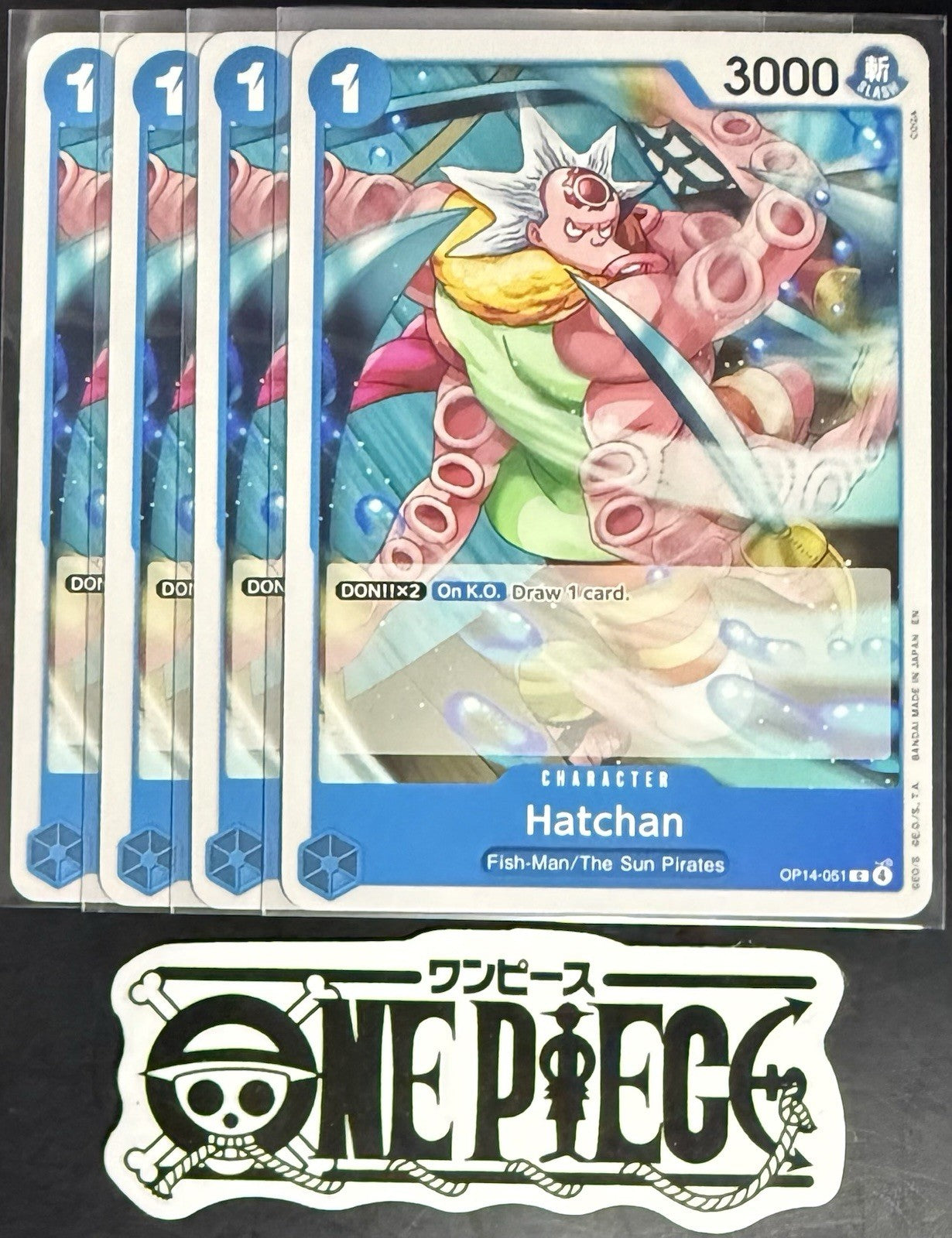 4x One Piece OP14-051 C Hatchan - ENG - Regular - Playset - NM/M