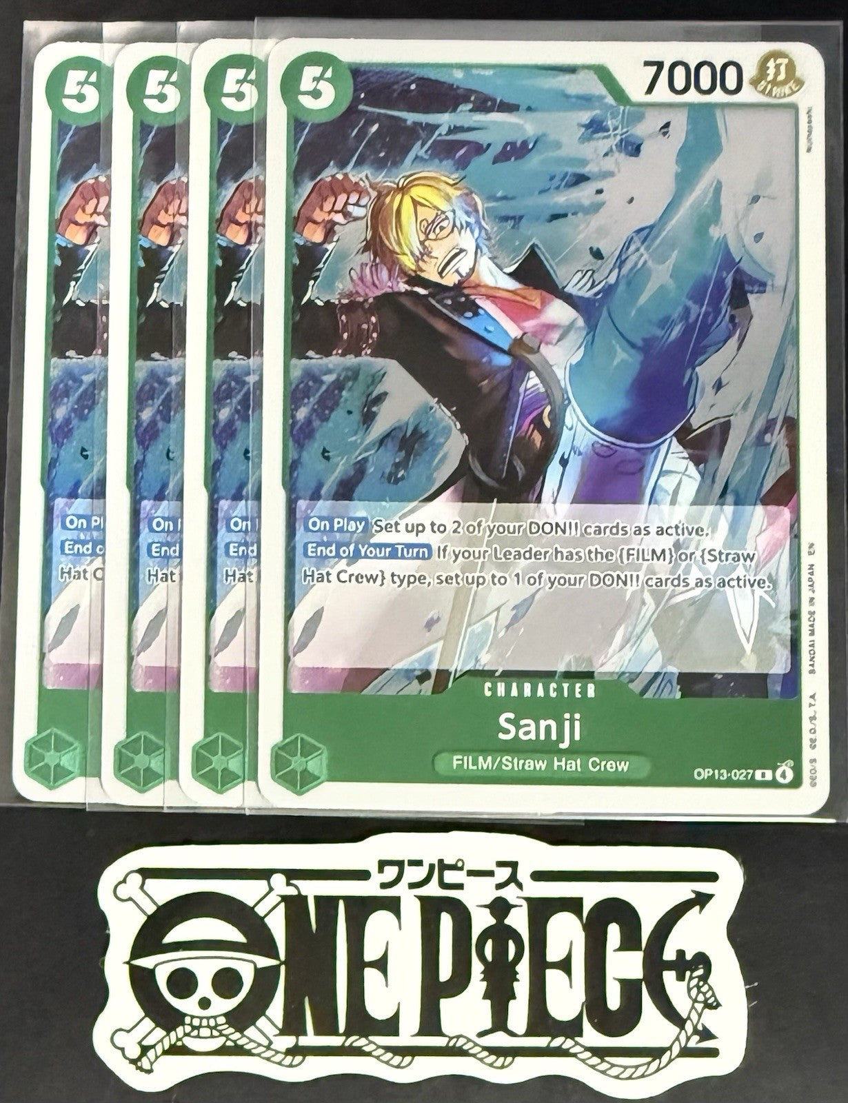 4x One Piece OP13-027 R Sanji - ENG - Foil - Playset - TCG - NM/M