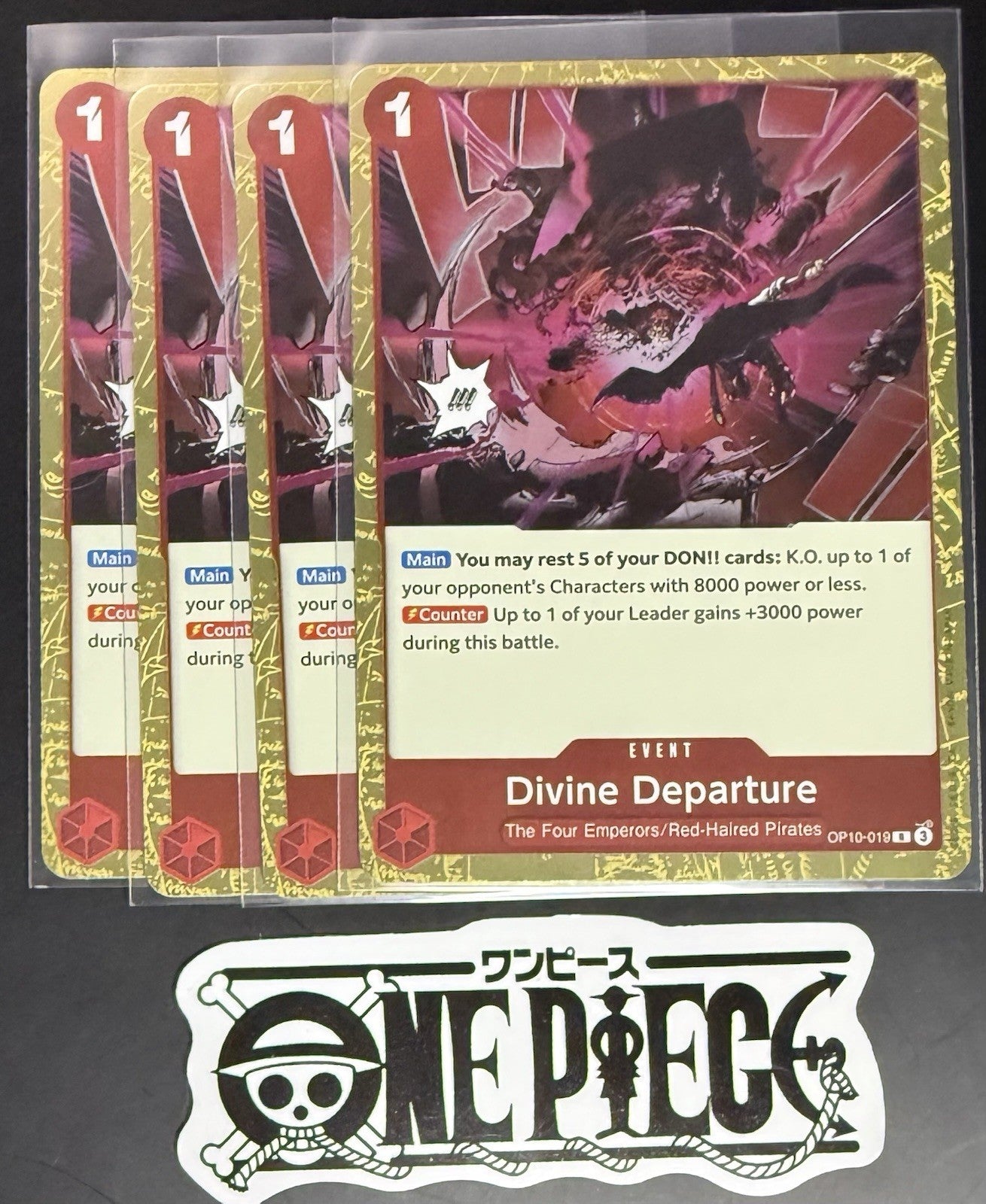 4x One Piece OP10-019 R Divine Departure - English - Foil - Playset - TCG - NM/M