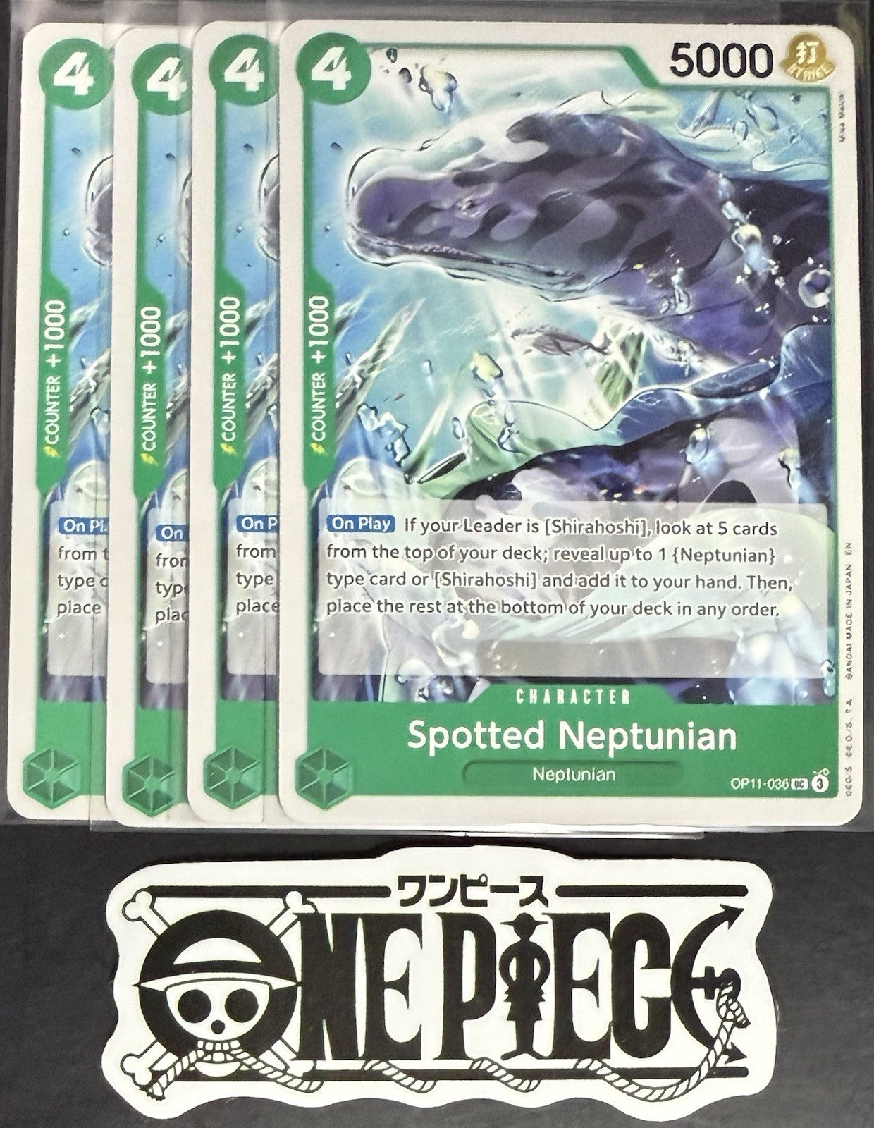4 x One Piece OP11-036 UC Spotted Neptunian - ENG - Regular - Playset - TCG-NM/M