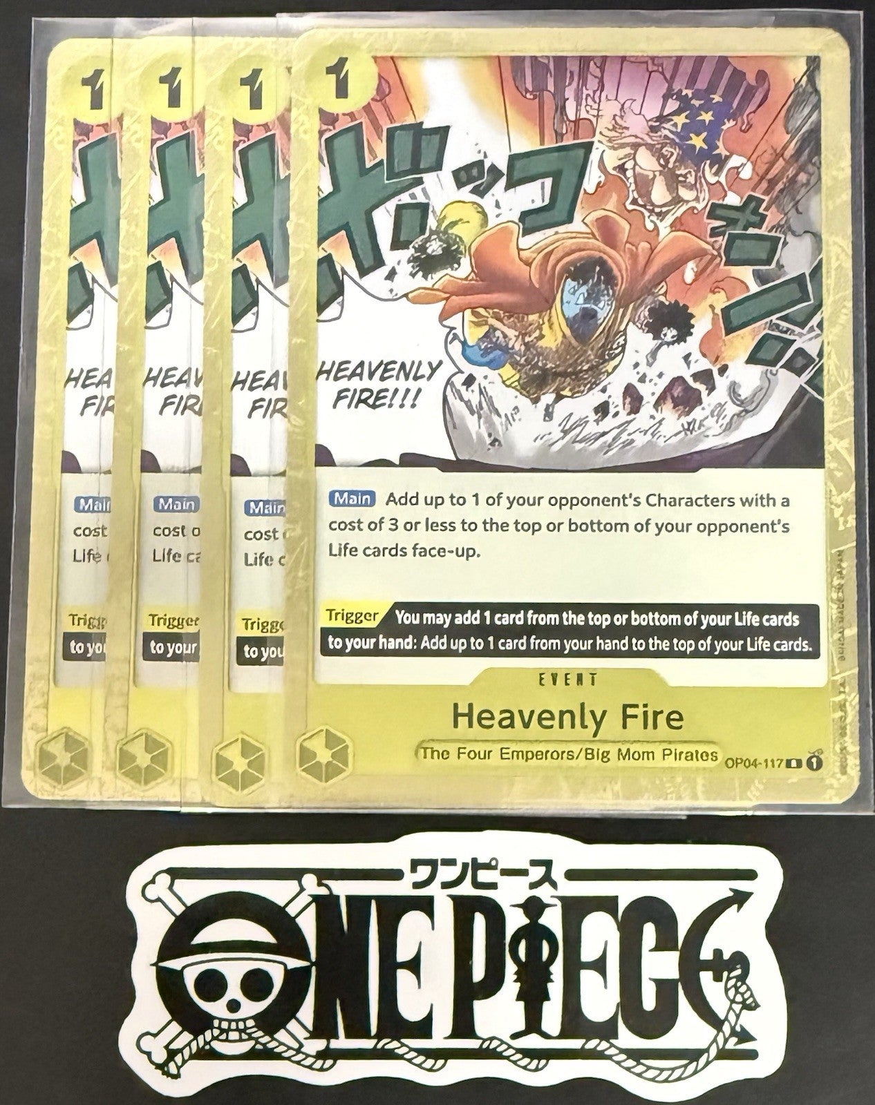 4x One Piece OP04-117 R - Heavenly Fire - EN - Foil - Play Set - NM/M