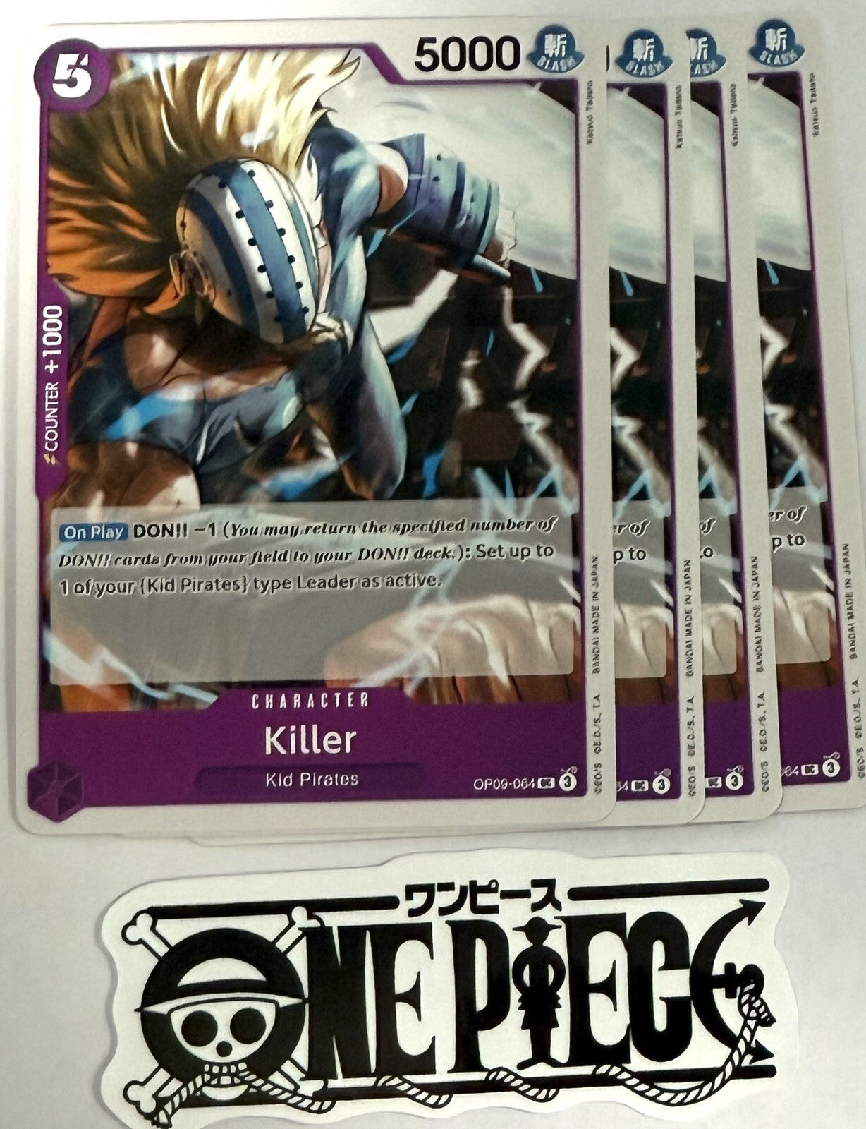 4x One Piece OP09-064 UC Killer - English - Playset - TCG - NM/M