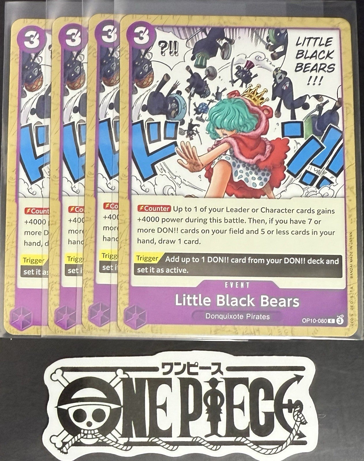 4x One Piece OP10-080 C Little Black Bears- ENG - Regular - Playset - TCG - NM/M