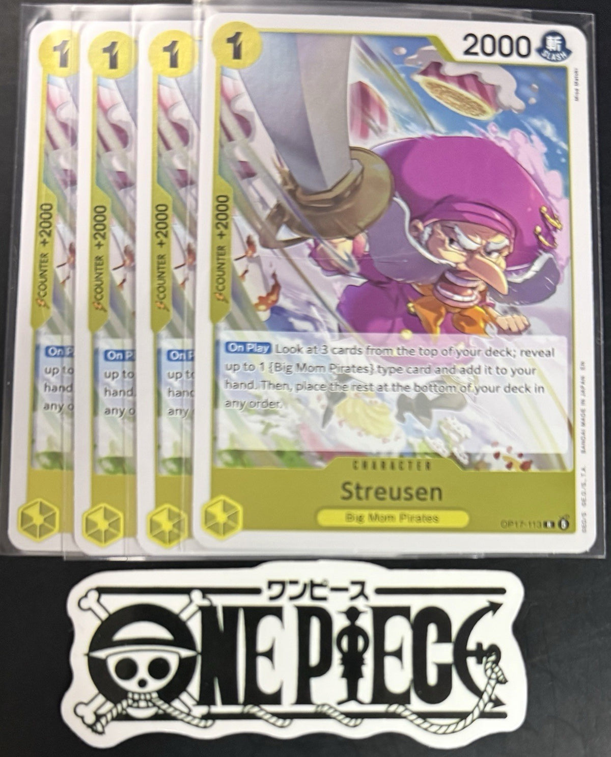4x One Piece OP17-113 R - Streusen - EN - Foil - Play Set - TCG - NM/M