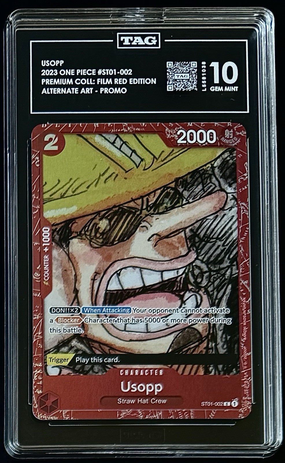 TAG 10 One Piece ST01-002 C - Usopp - EN - Foil - Film Red Edition