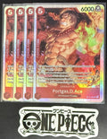 4x One Piece ST15-005 SR - Portgas.D.Ace - EN - Foil - Playset - TCG - NM/M