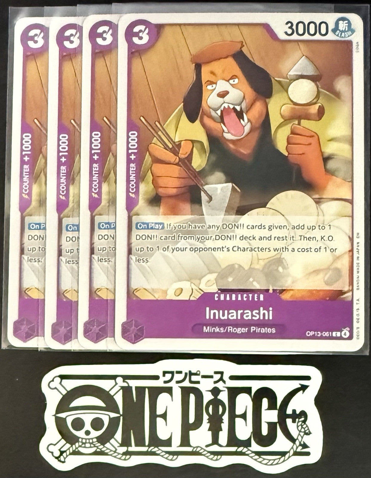 4x One Piece OP13-061 C Inuarashi - ENG - Regular - Playset - TCG - NM/M