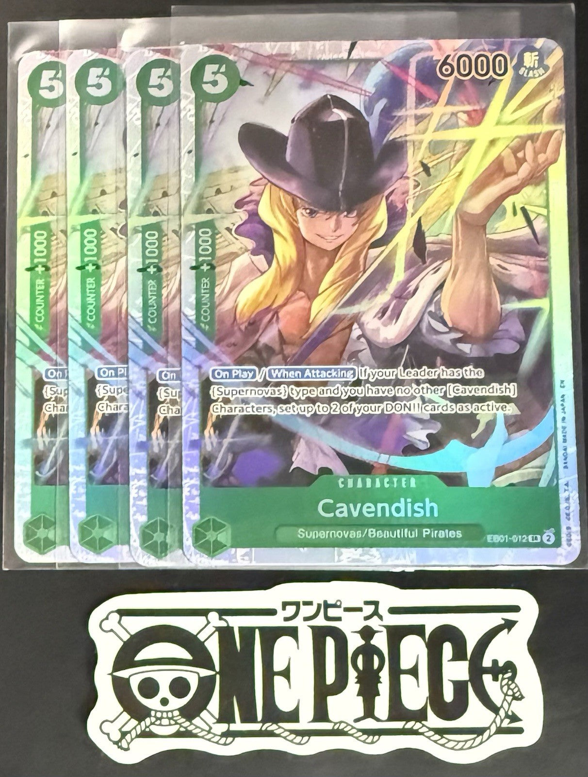 4x One Piece EB01-012 SR - Cavendish - EN - Foil - Play Set - TCG - NM/M