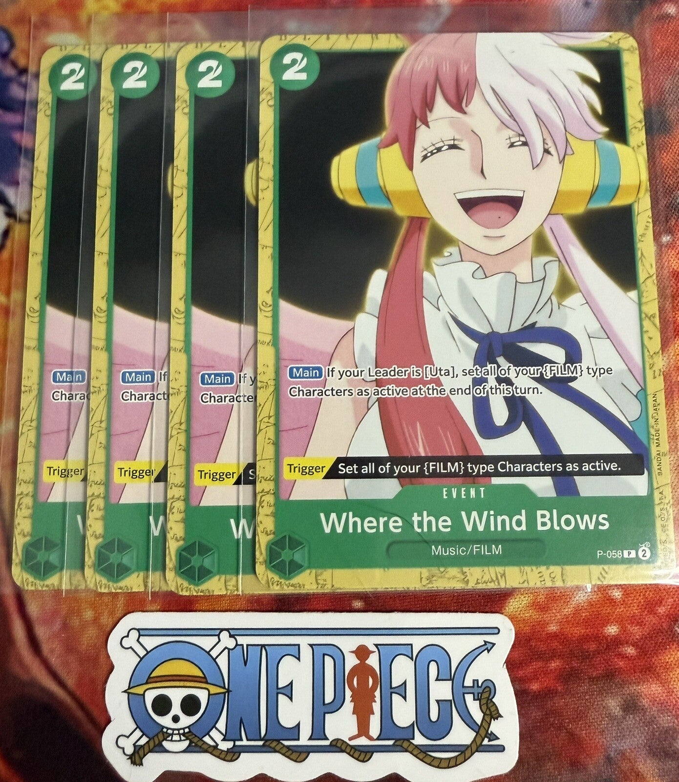 4x One Piece Promo P-058 P Where The Wind Blows - English - Playset - TCG - NM/M