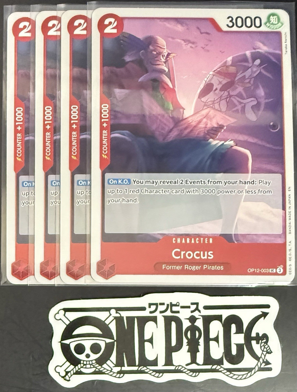 4 x One Piece OP12-003 UC Crocus - ENG - Regular - Playset - NM/M