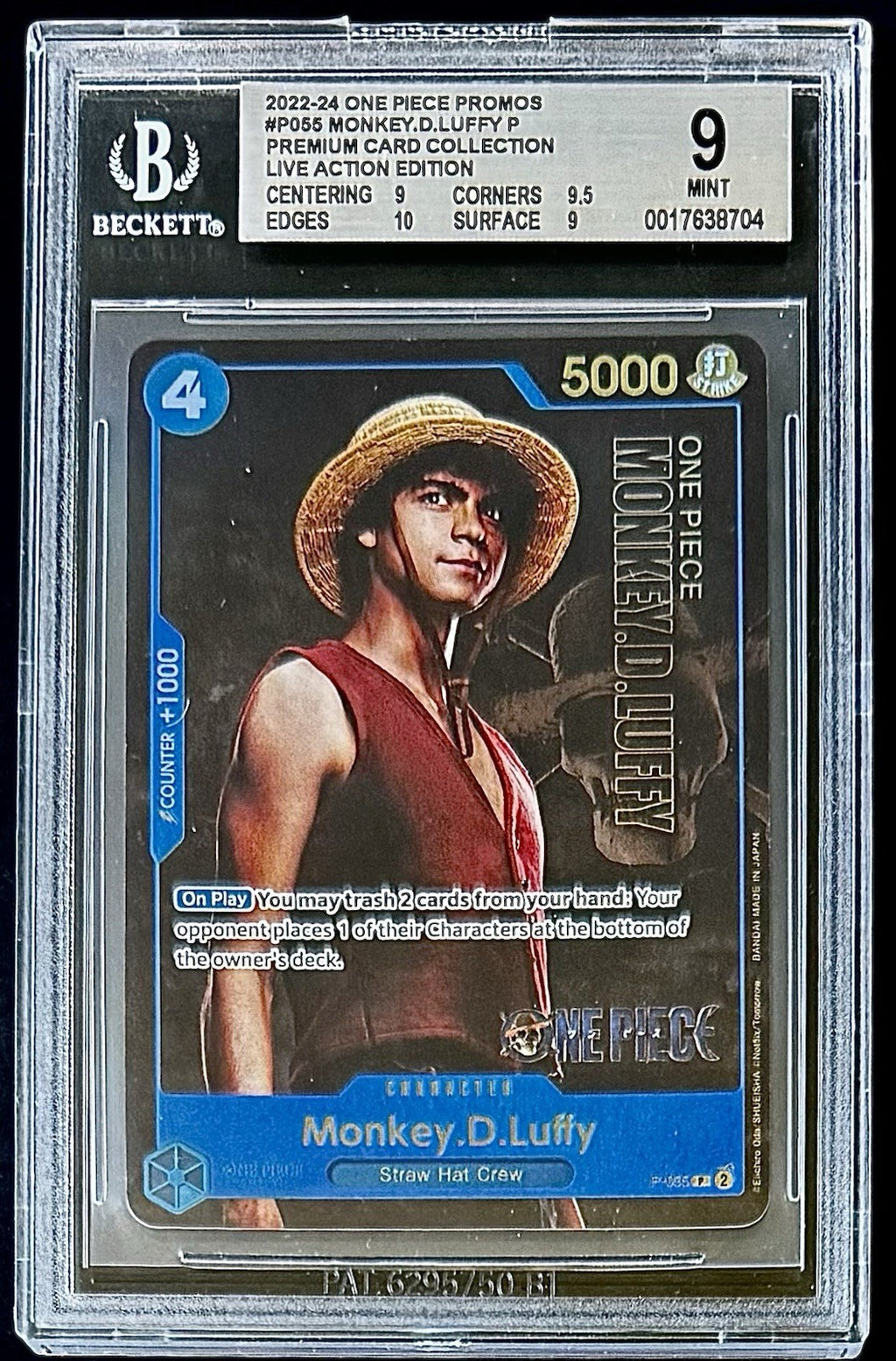 BGS 9 One Piece P-055 P - Monkey.D.Luffy - EN - Premium Card Live Action Edition