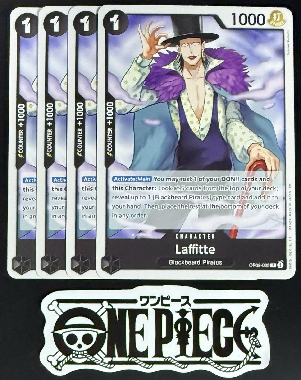4x One Piece OP09-095 R Laffitte - ENG - Regular - Playset - ST27 - TCG - NM/M