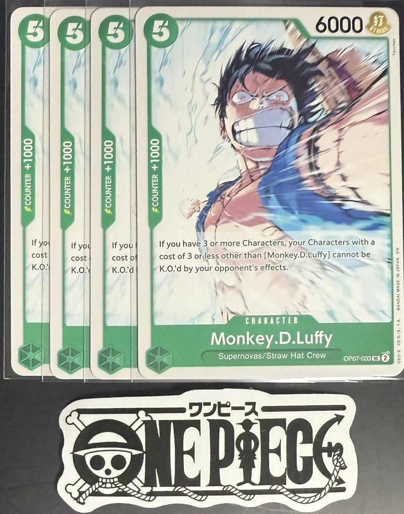 4x One Piece OP07-033 UC Monkey.D.Luffy - English - Regular - Playset - TCG-NM/M