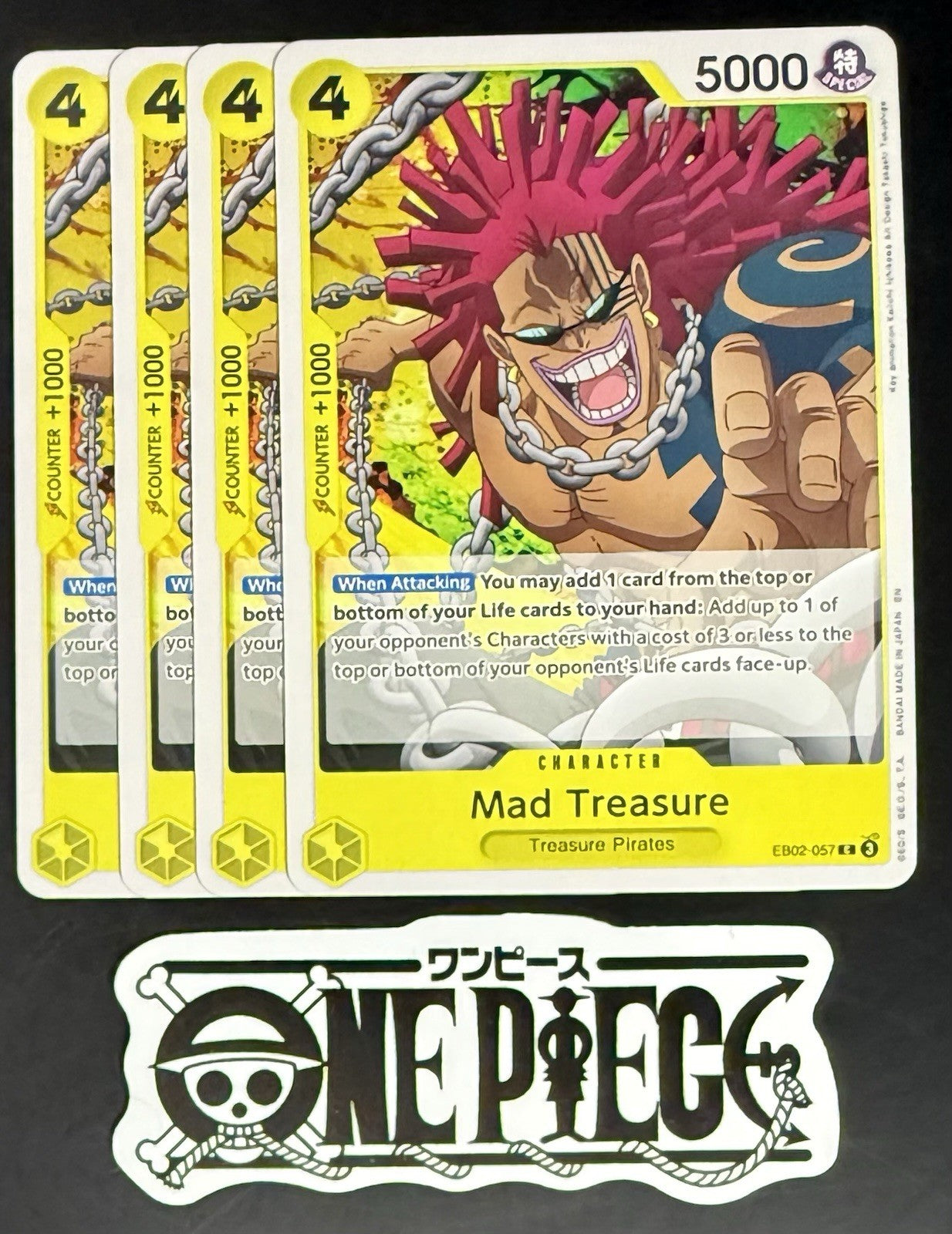 4x One Piece EB02-057 C Mad Treasure - English - Regular - Play Set - TCG - NM/M