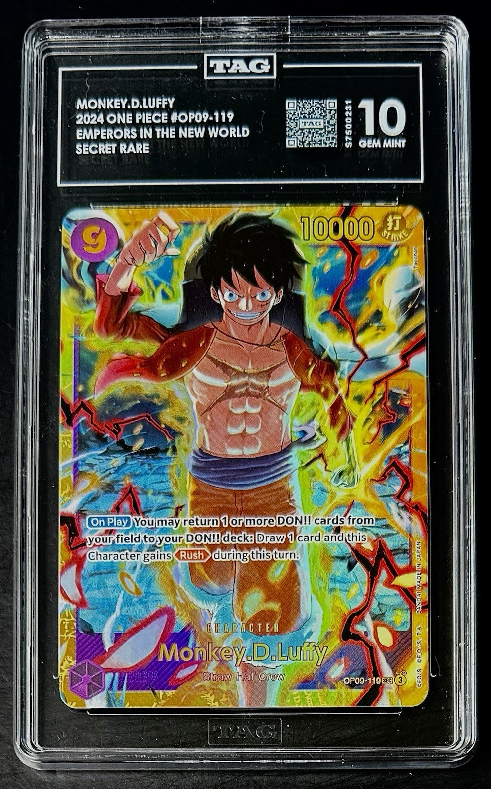 TAG 10 One Piece OP09-119 SEC Monkey.D.Luffy - EN - Foil - Graded