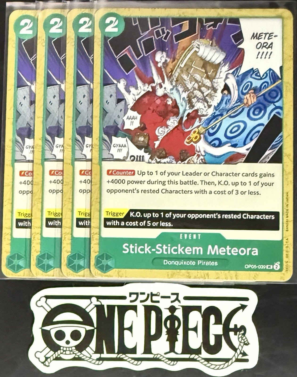 4x One Piece OP05-039 UC Stick-Sticken Meteora - English - Regular-Play Set-NM/M