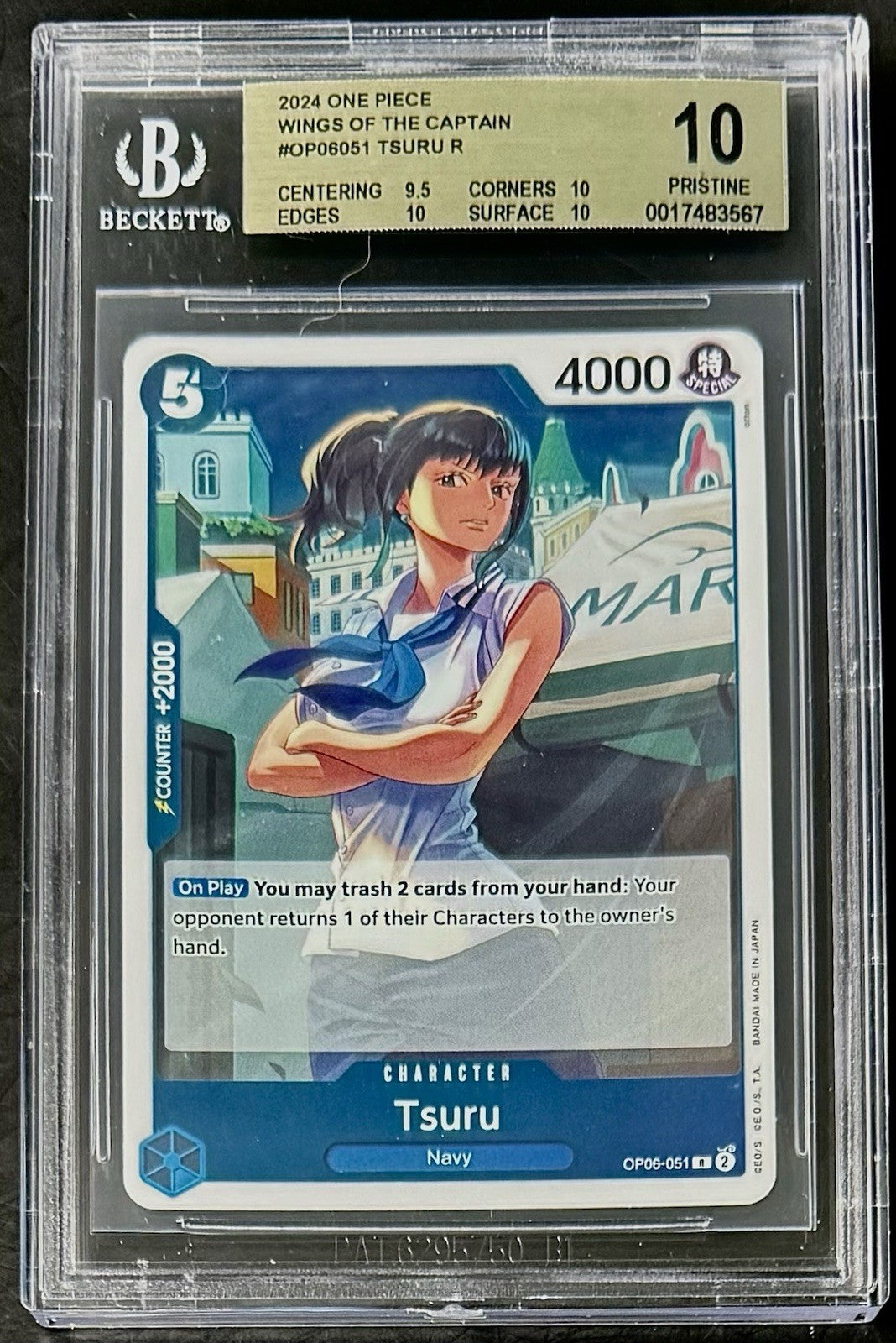 BGS 10 One Piece OP06-051 R Tsuru - English - Wings of the Captain - Graded