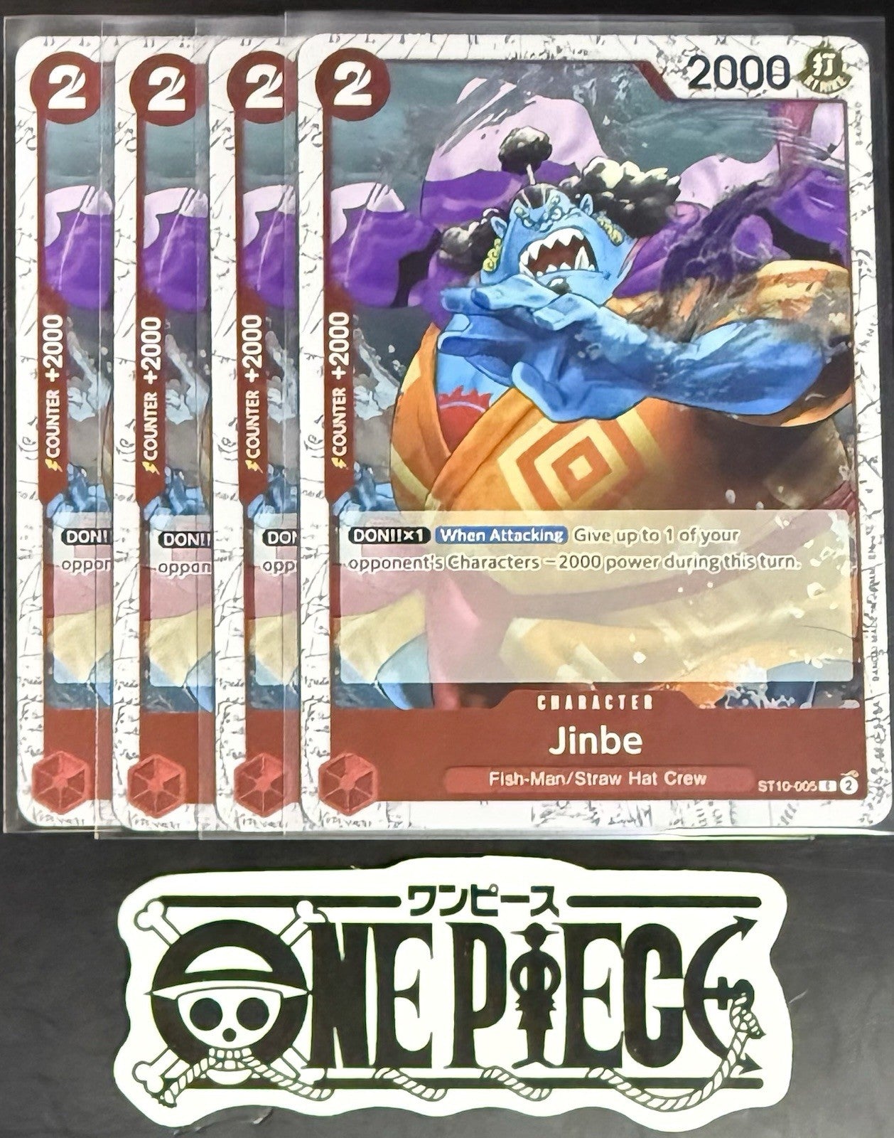 4 x One Piece ST10-005 C Jinbe - English - PRB02 Foil - Playset - NM/M
