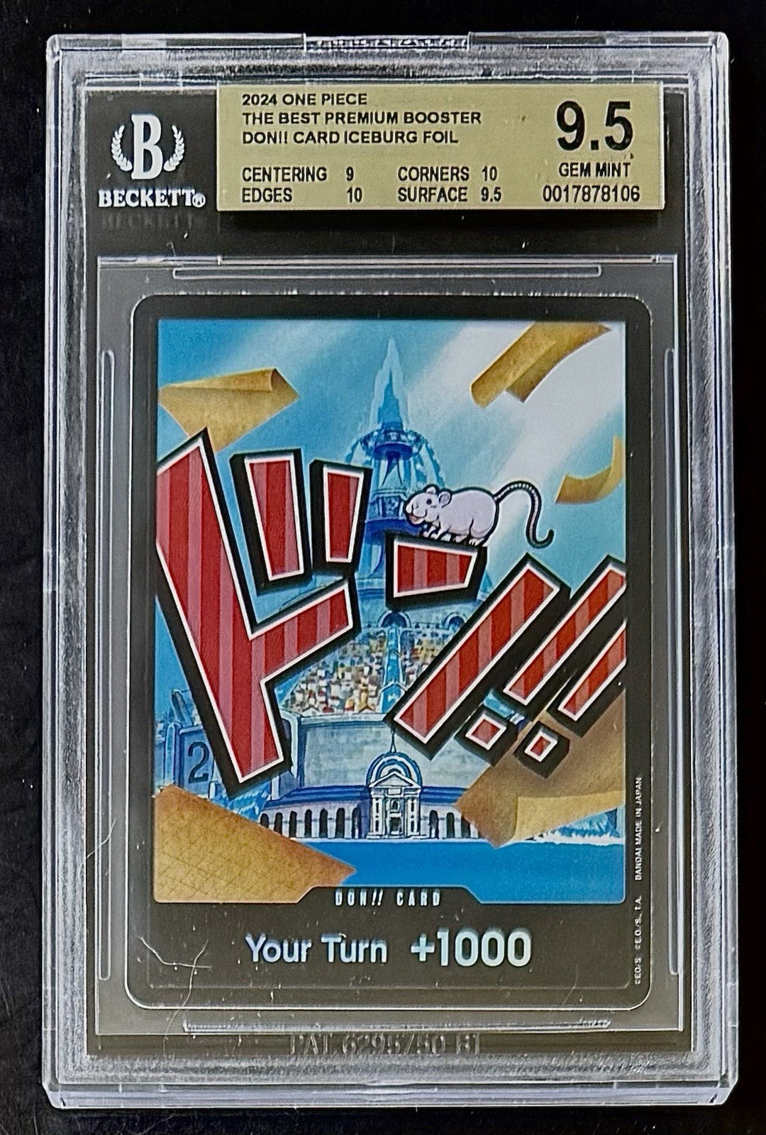 BGS 9.5 One Piece Don!! Card Iceburg - English - Foil - PRB01 - Graded