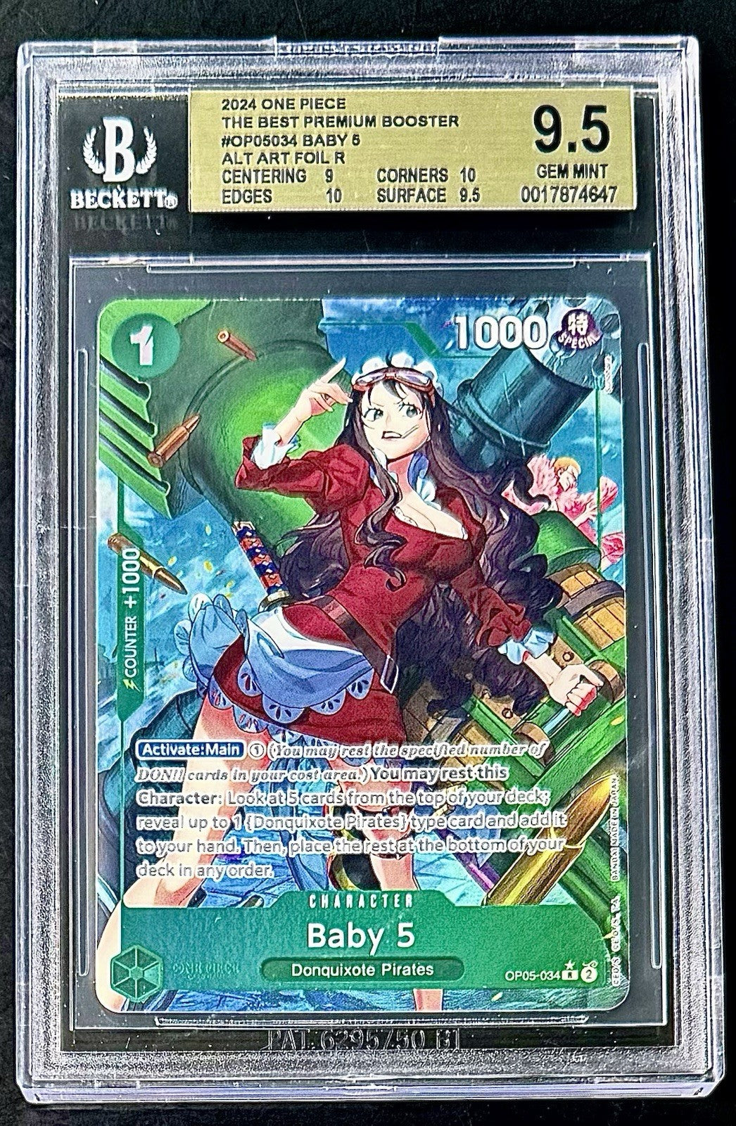 BGS 9.5 One Piece OP05-034 R* Baby 5 Alt Art Foil - English - PRB01 - Graded