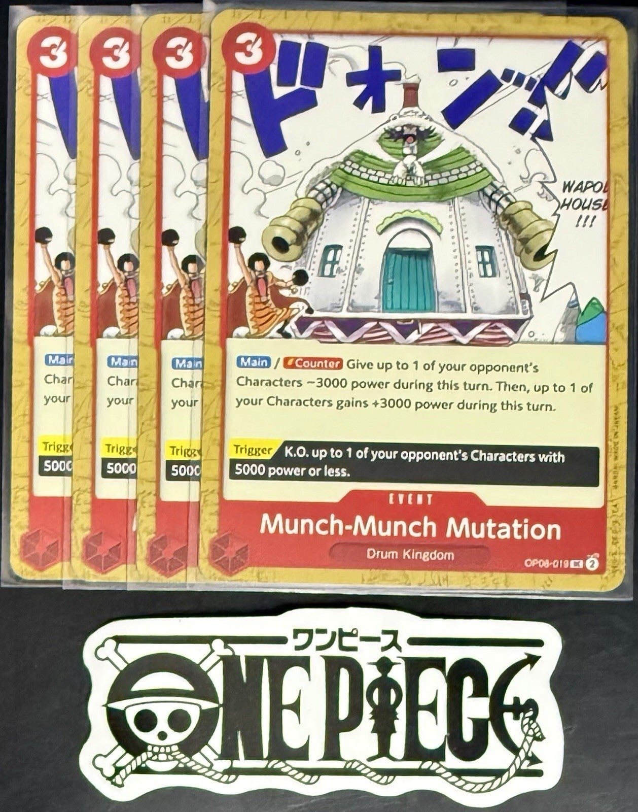 4x One Piece OP08-019 UC Munch-Munch Mutation - ENG - Regular - Play Set - NM/M
