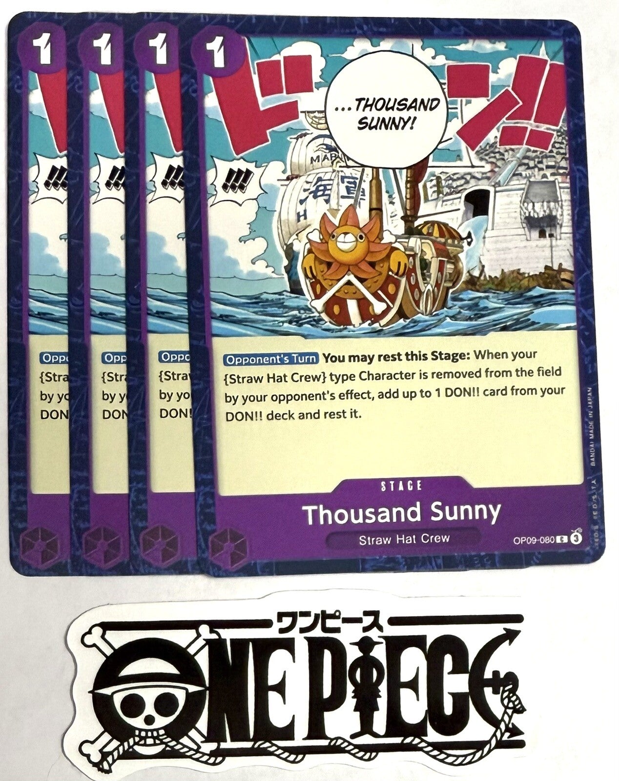 4x One Piece OP09-080 C Thousand Sunny - English - Playset - TCG - NM/M