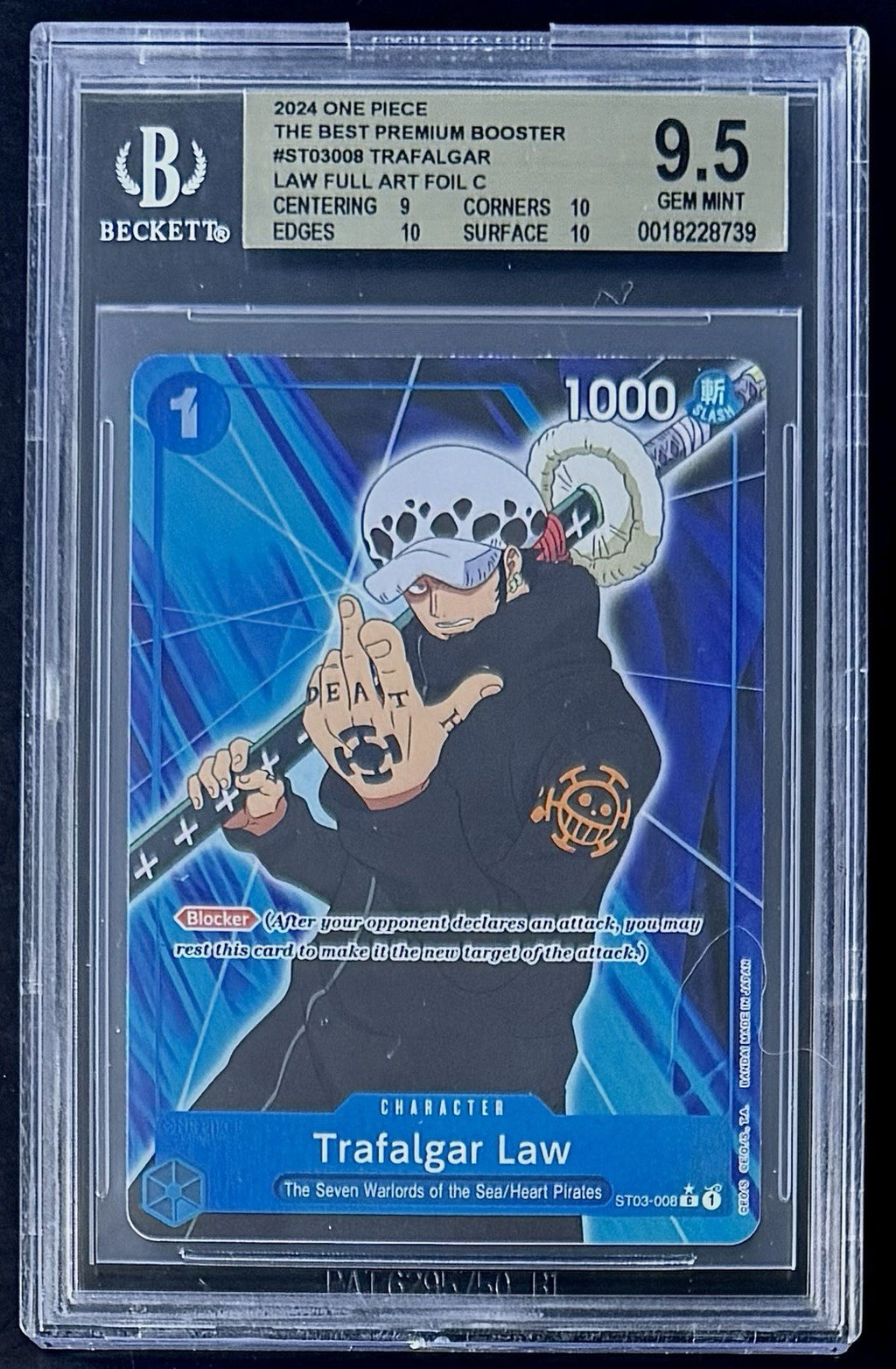 BGS 9.5 One Piece ST03-008 C* Trafalgar Law - English - PRB01 - Graded