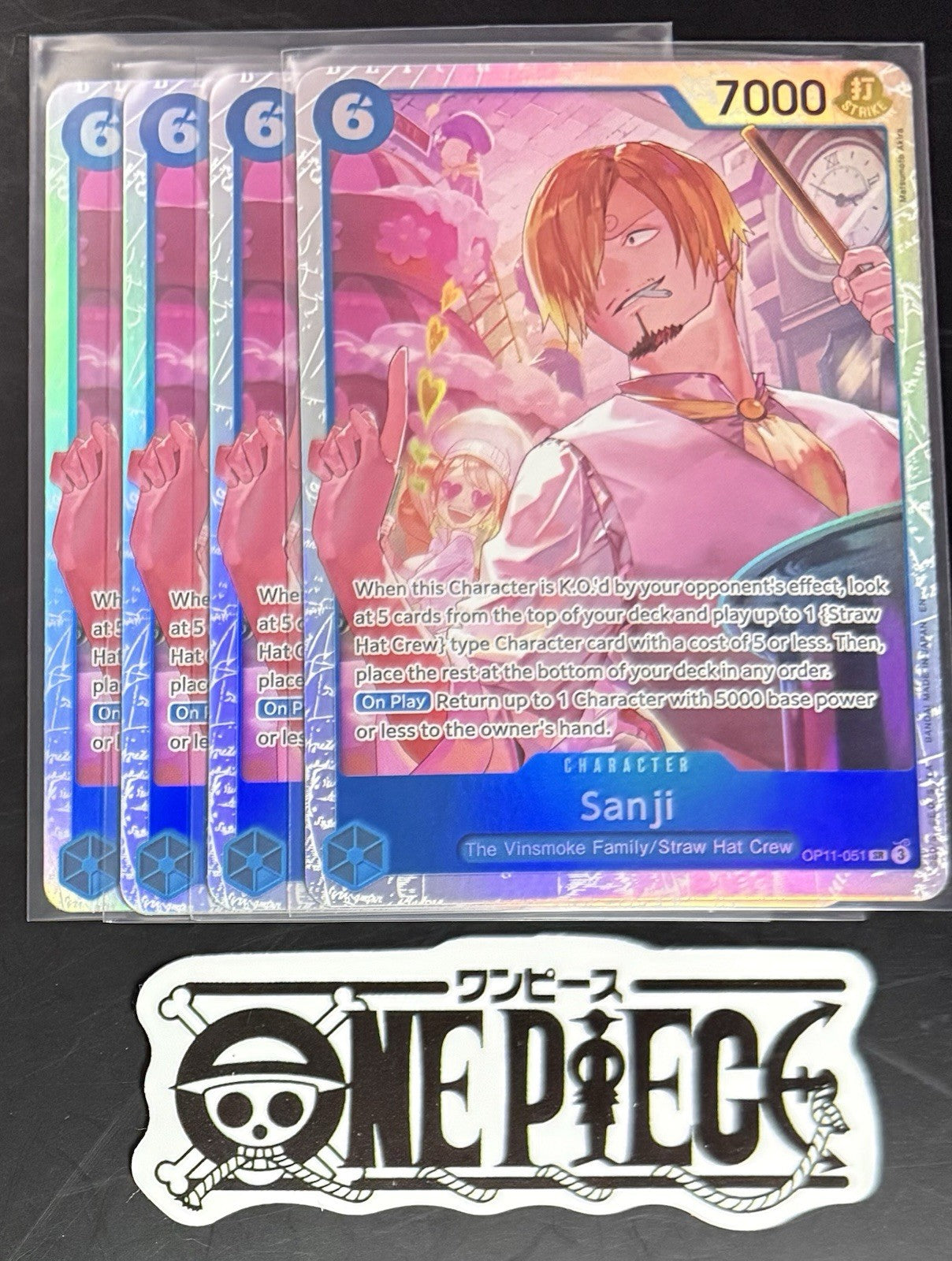 4x One Piece OP11-051 SR - Sanji - EN - Foil - Playset - TCG - NM/M